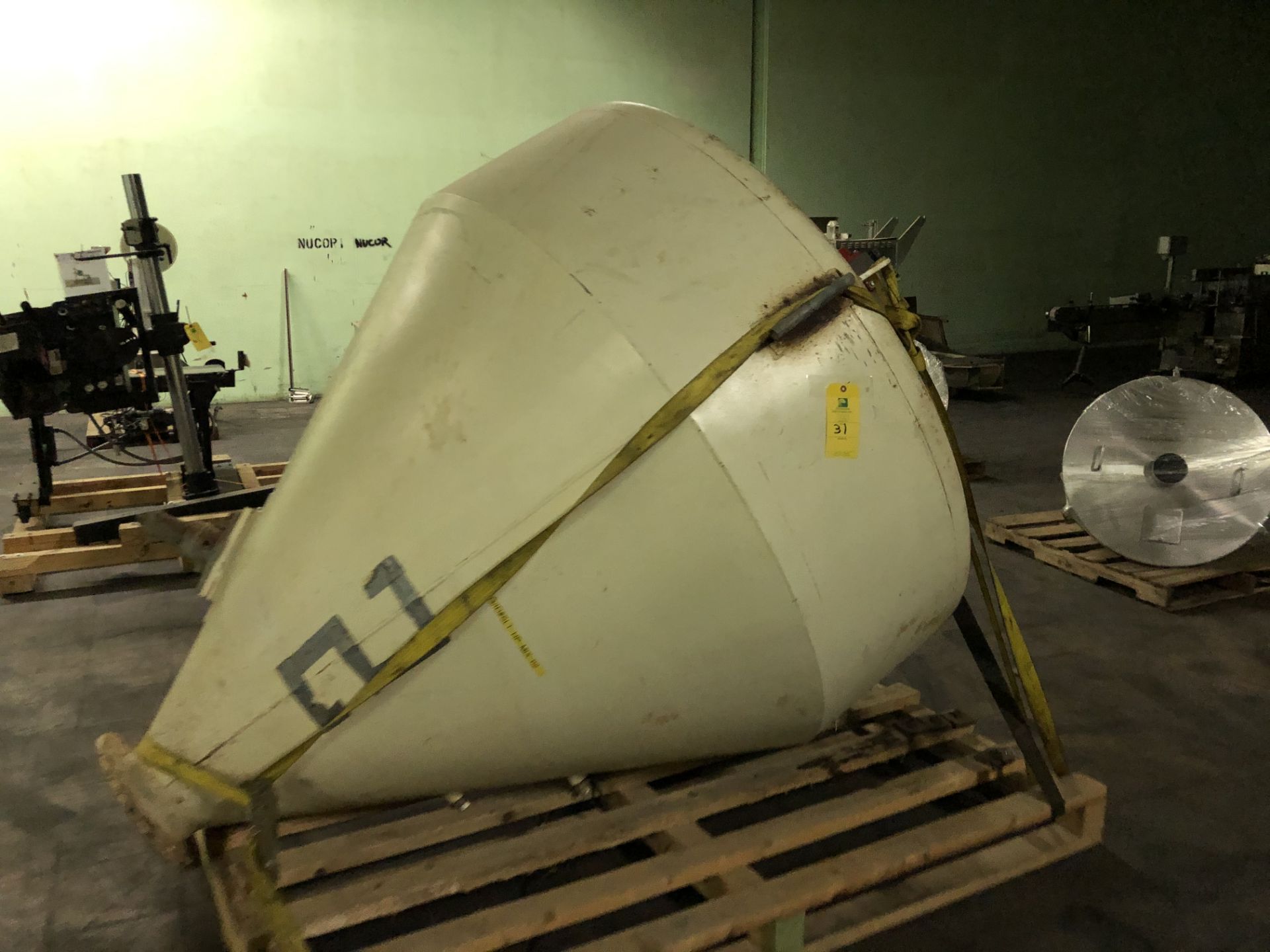 Steel Hopper, 72" Diameter x 80" Top - Bottom of Cone, Includes Numatic A. R. Valve, RIGGING FEE - $