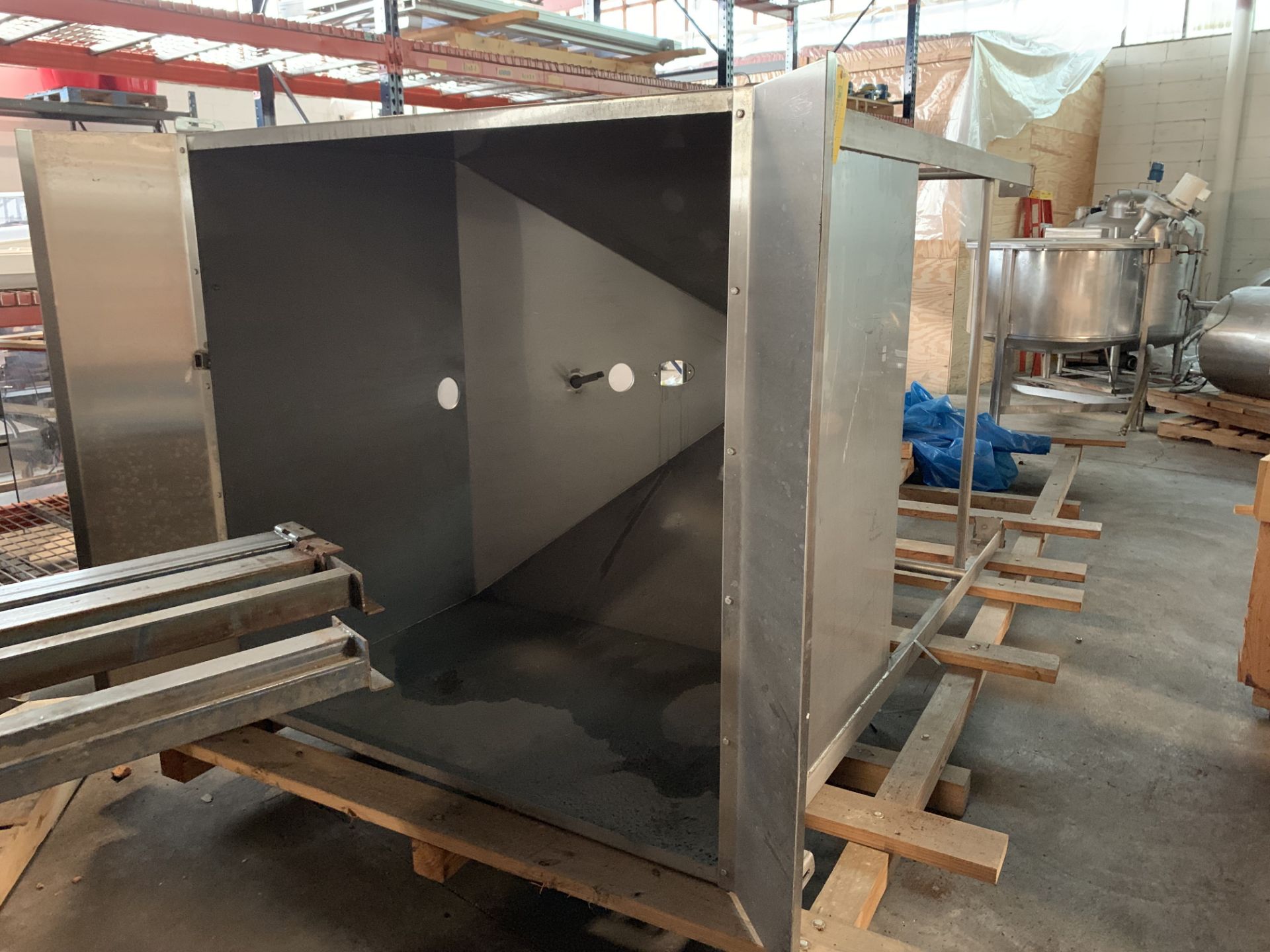 Stainless Square Hopper with Bin Fill Monitor. Rigging Fee: $400