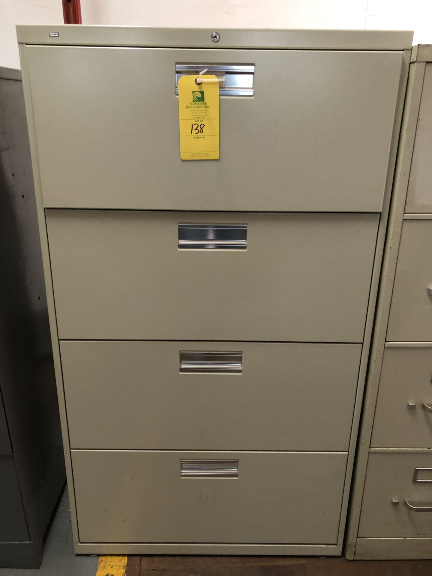 (1) Beige Filing Cabinet, L = 30'', W = 20'', H = 53''