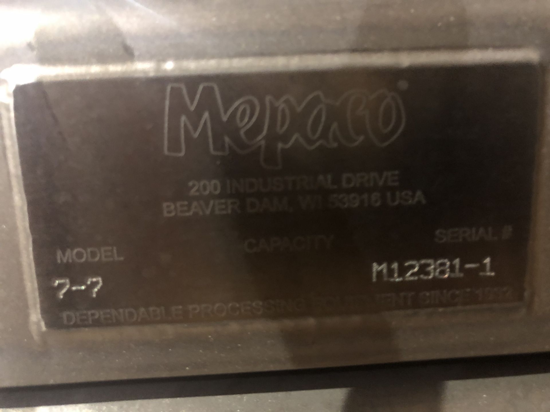 Mepaco Grinder Model 7-7 S/N M12381-1 (Rigging Fee - $200) - Image 3 of 3