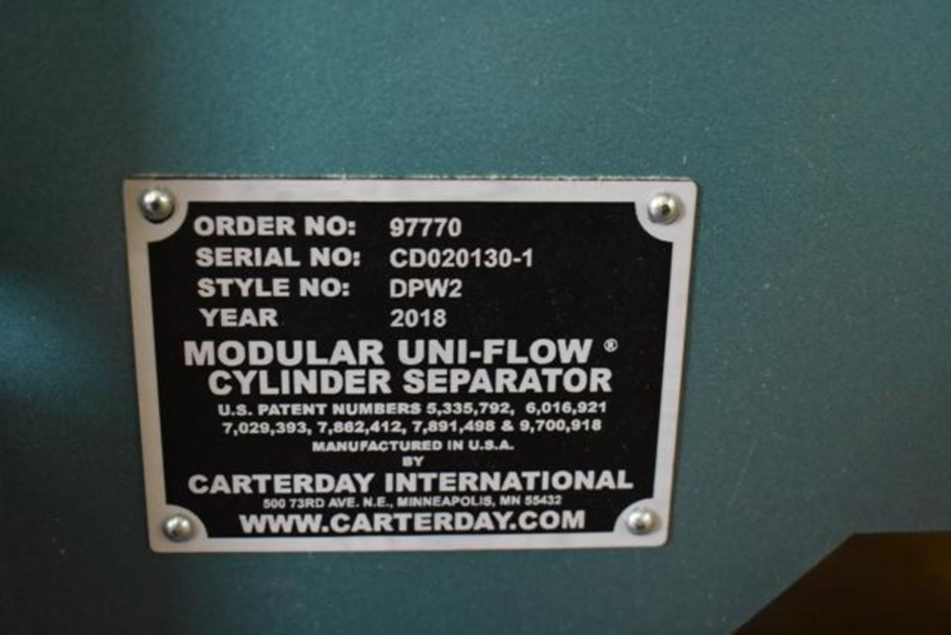 2018 Carter Day/Jacobson Modular Uni-Flow Cylinder Separator, Style #DPW2 - Image 3 of 3