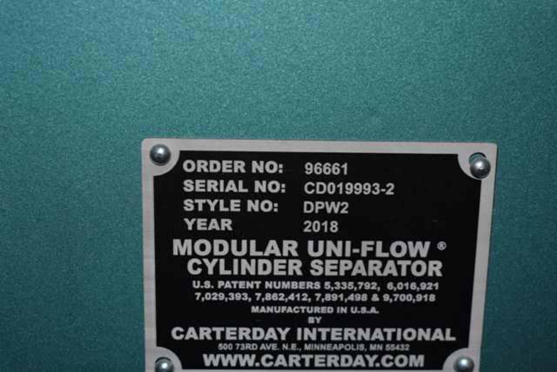 2018 Carter Day/Jacobson Modular Uni-Flow Cylinder Separator, Style #DPW2 - Image 3 of 3