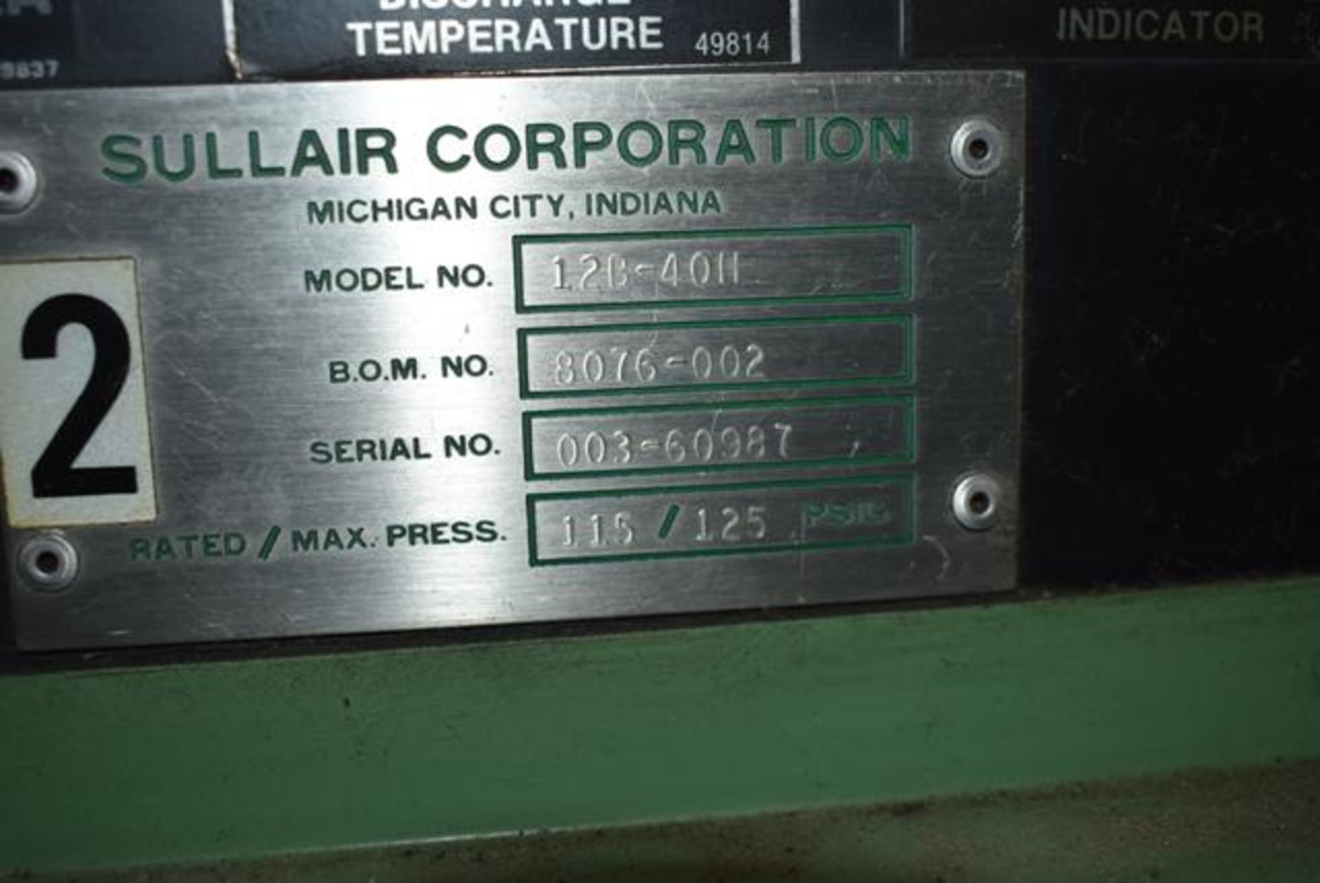 Sullair Model #12B-40H Rotary Screw Air Compressor, 40 HP Motor, 23208 Hrs. Indicated - Image 3 of 3