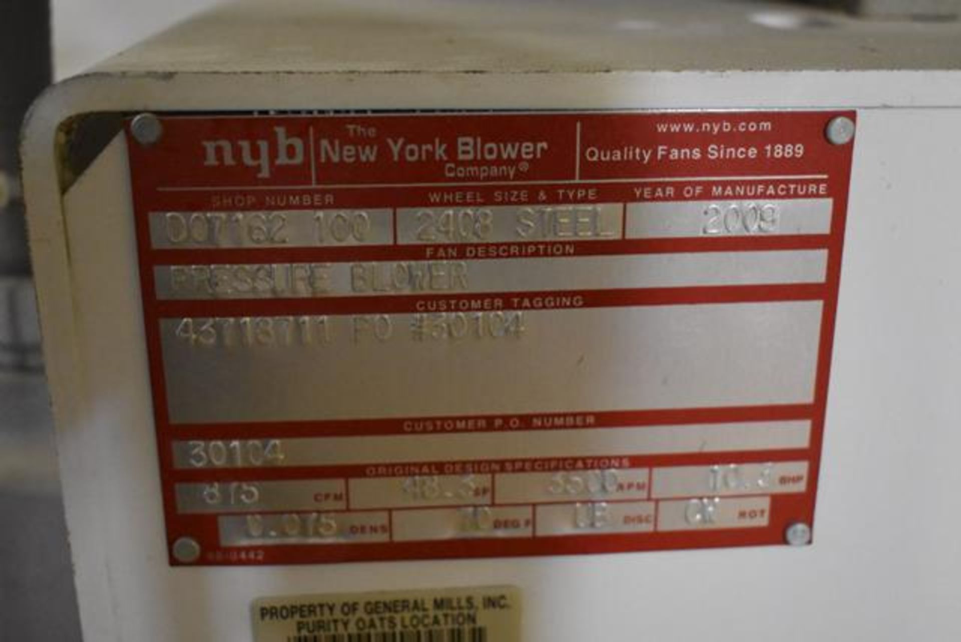 New York Blower Package Size 2408/Steel 15 HP Motor - Image 2 of 2