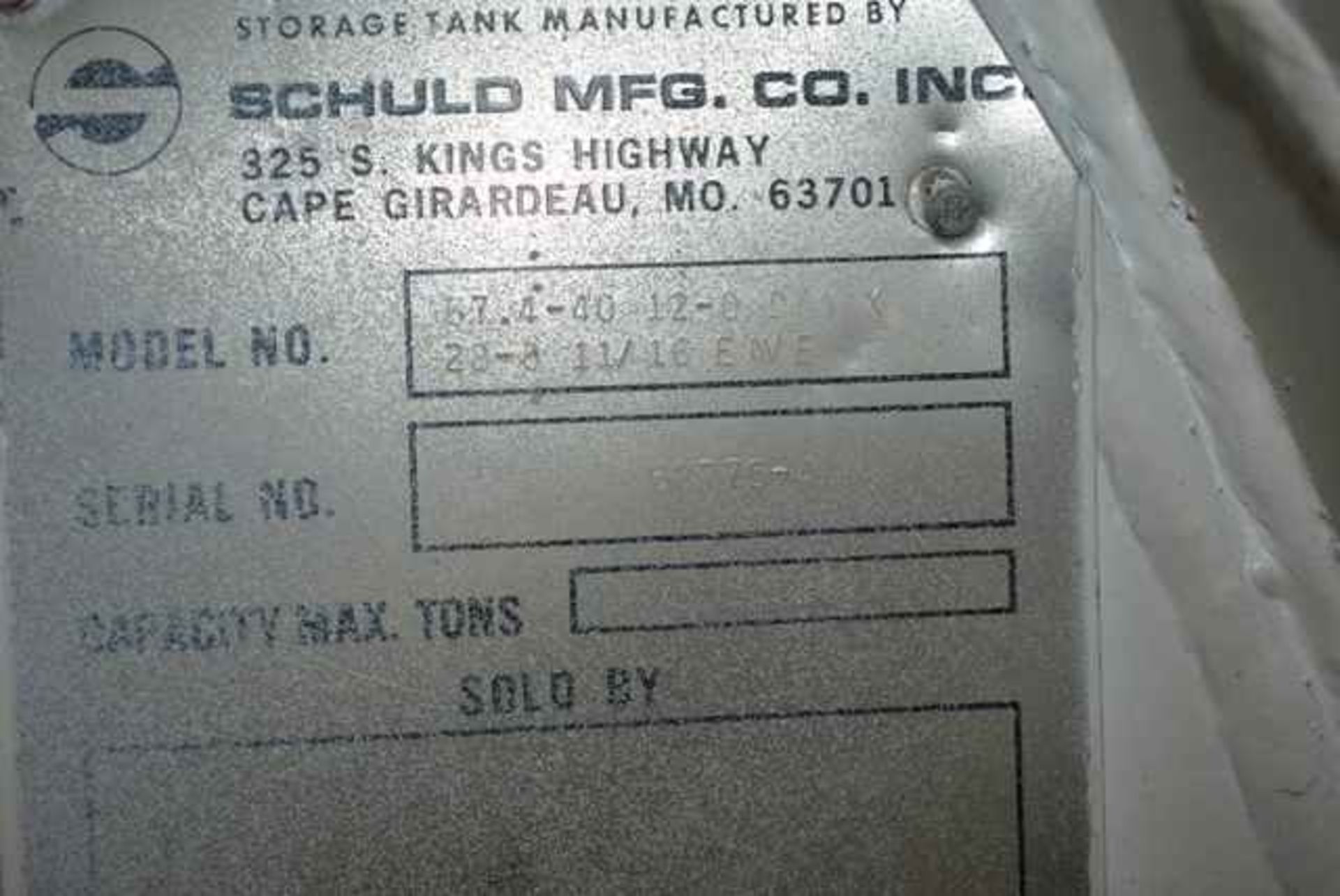 Schuld Manufacturing Company Model #67.4-40 Steel Silo/12' Diameter x 28' 8" Ht., Rated 52 Ton - Image 5 of 5
