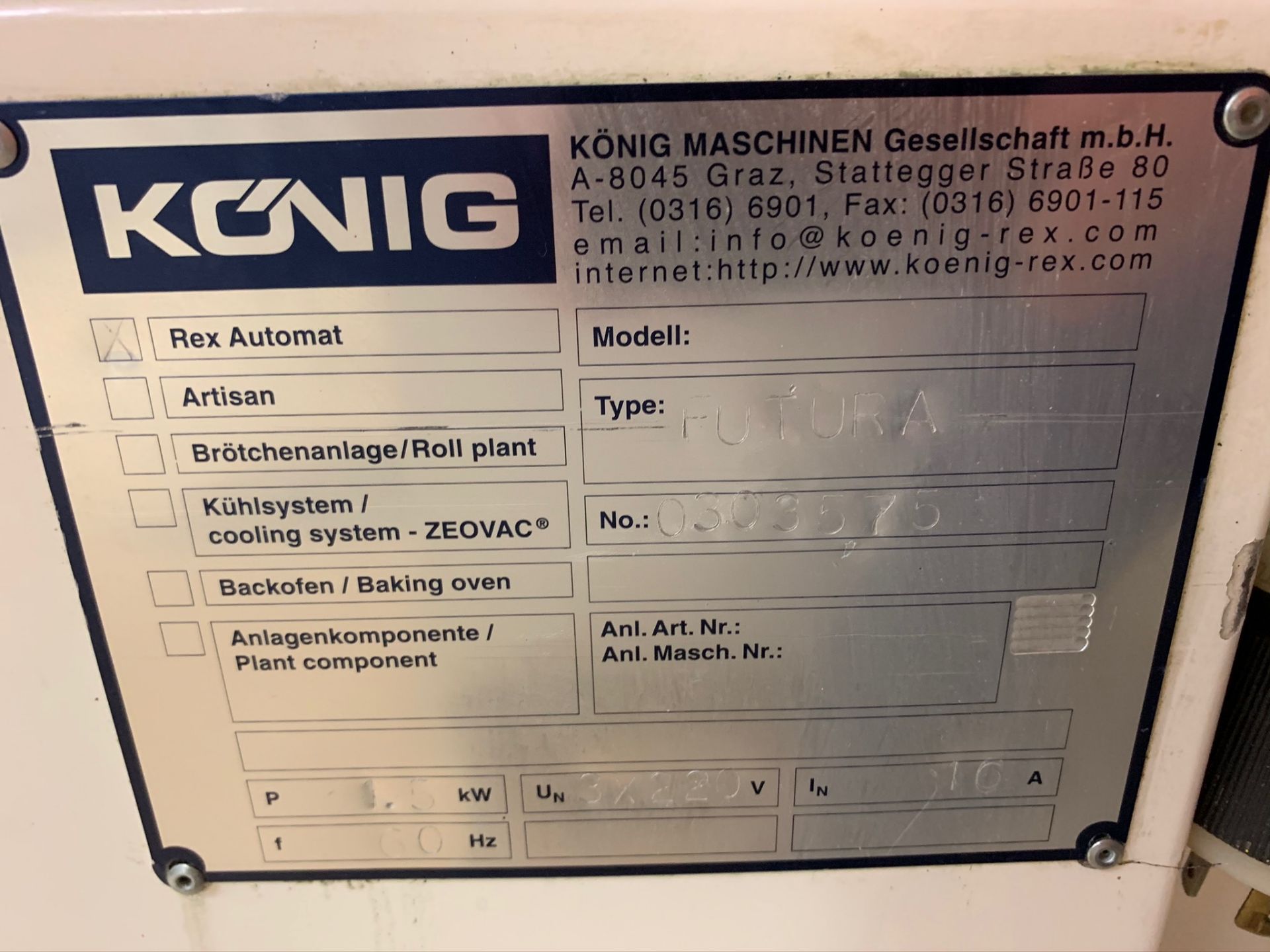 Konig Rex 5 Pocket Automat Model Futura S/N 0303575, RIGGING FEE: $125 - Image 3 of 3