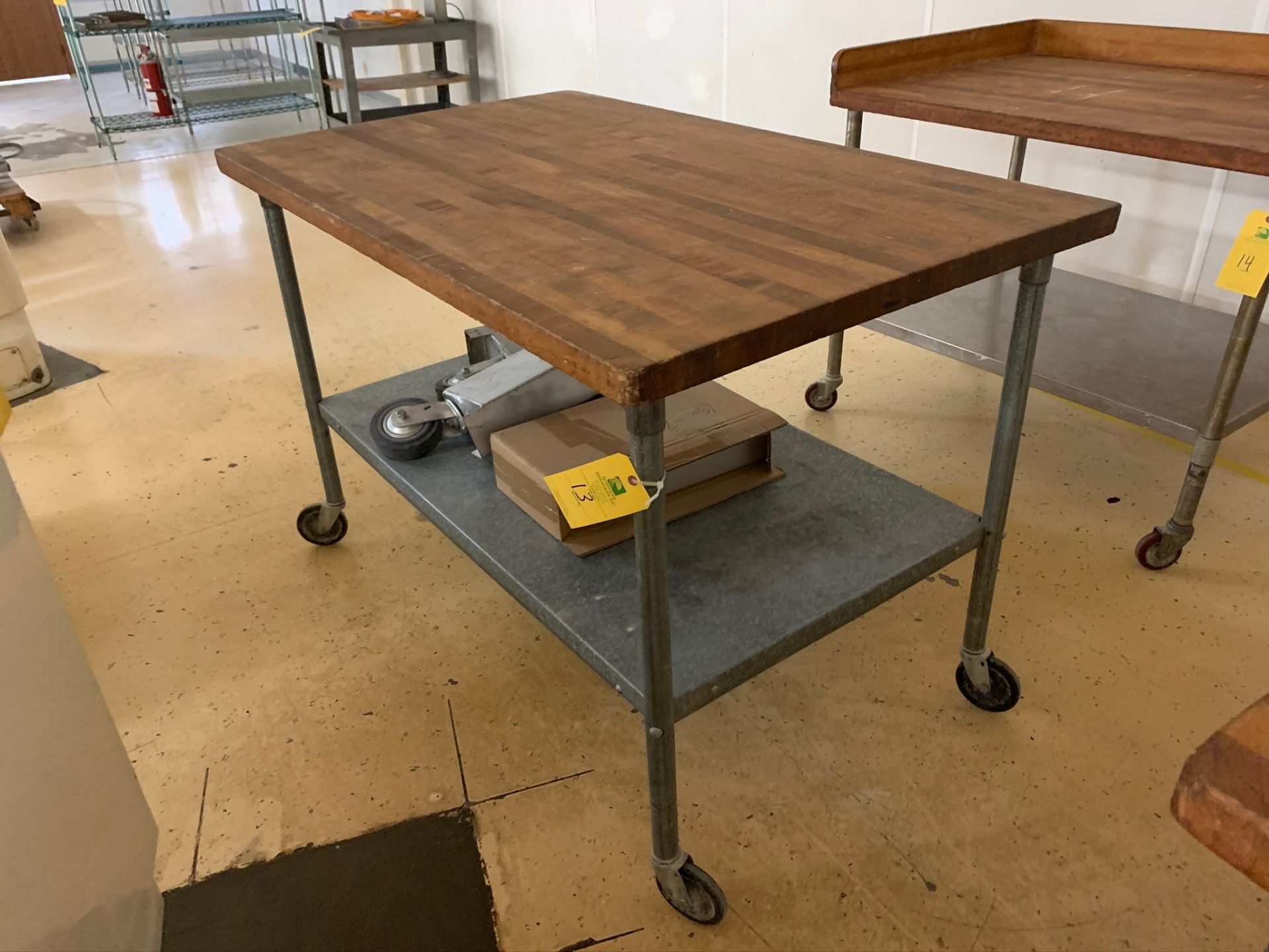 Wood Top Bakers Table, RIGGING FEE: $25