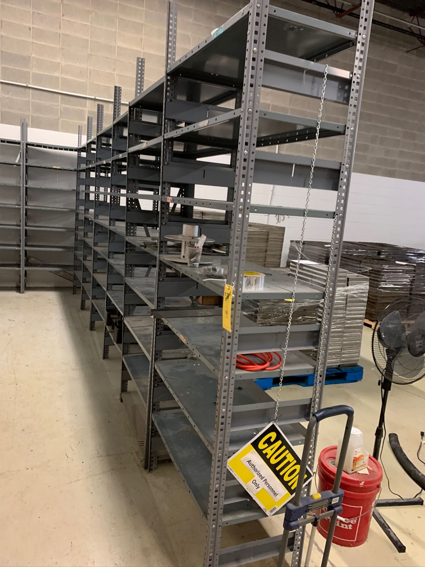 Lot of (10) Metal Storage Shelf Units, RIGGING FEE: $200