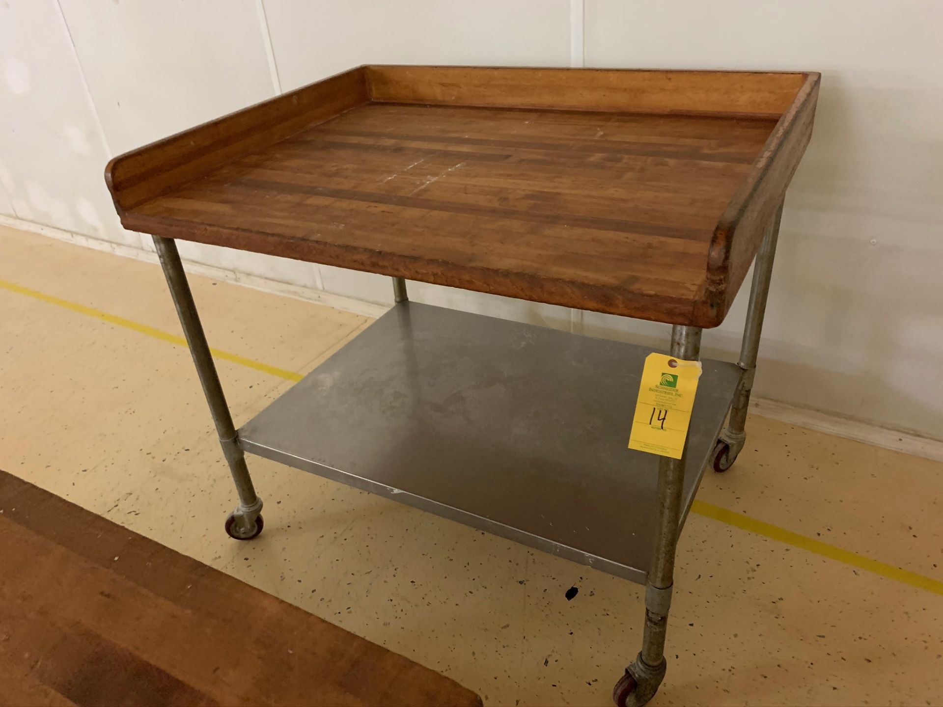 Wood Top Bakers Table, RIGGING FEE: $25