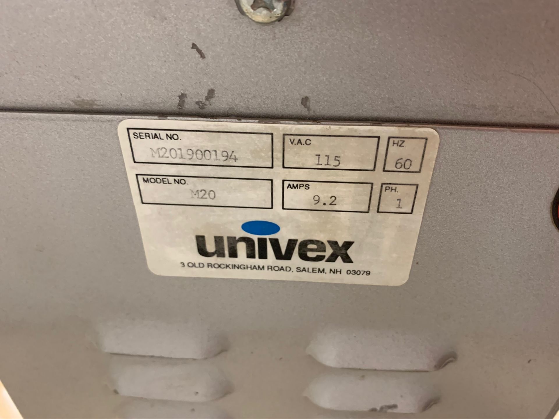 Univex 20 Quart Mixer Model M20 S/N M201900194, RIGGING FEE: $75 - Image 3 of 3