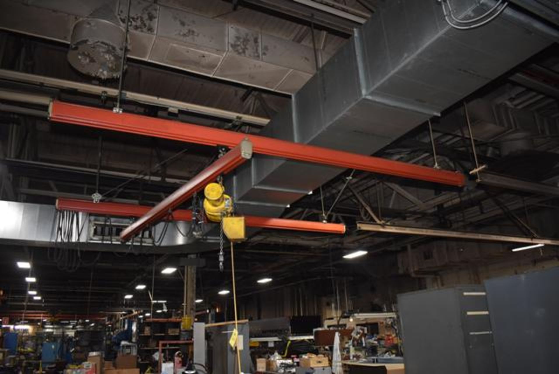 Demag Crane System, Approx. 12' x 12' Floor Space w/Budgit 1/4 Ton Electric Chain Hoist