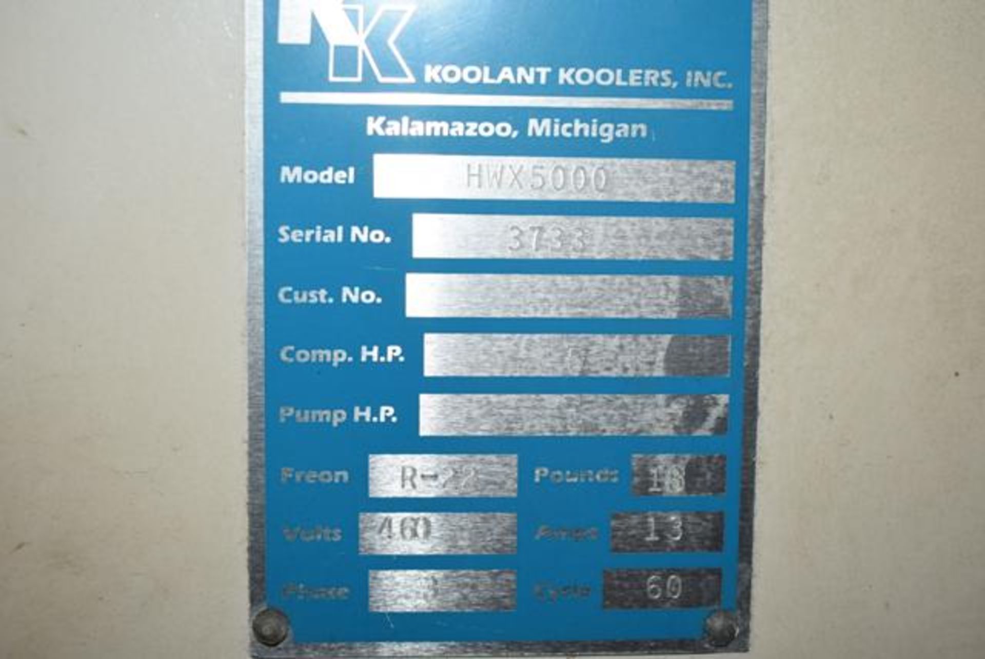 Koolant Koolers Model #HWX5000 Chill System, SN 3733 - Image 3 of 3