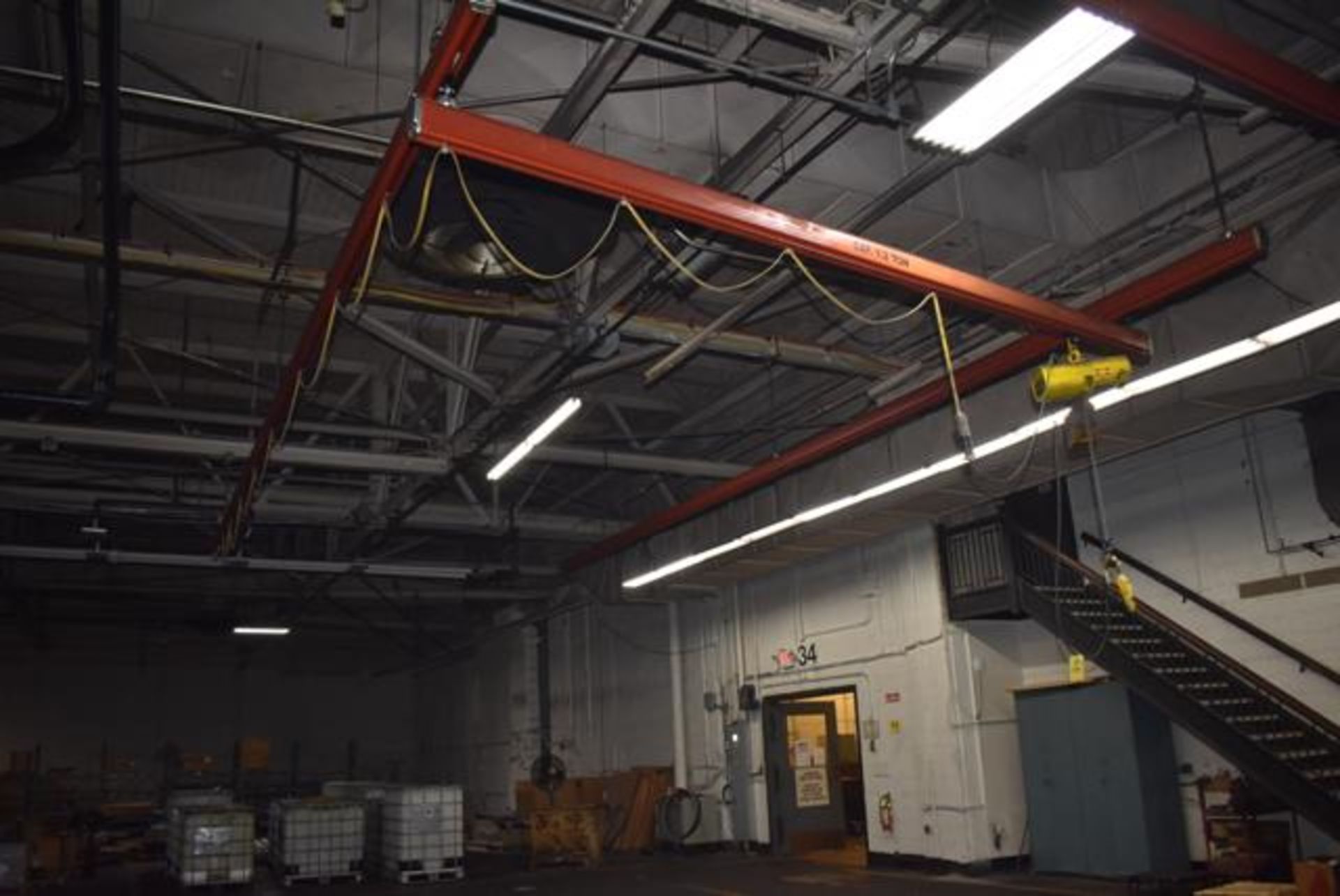 Demag Overhead Crane System Suspended from Ceiling, Approx. 20' Span x 30' Floor Space, Single