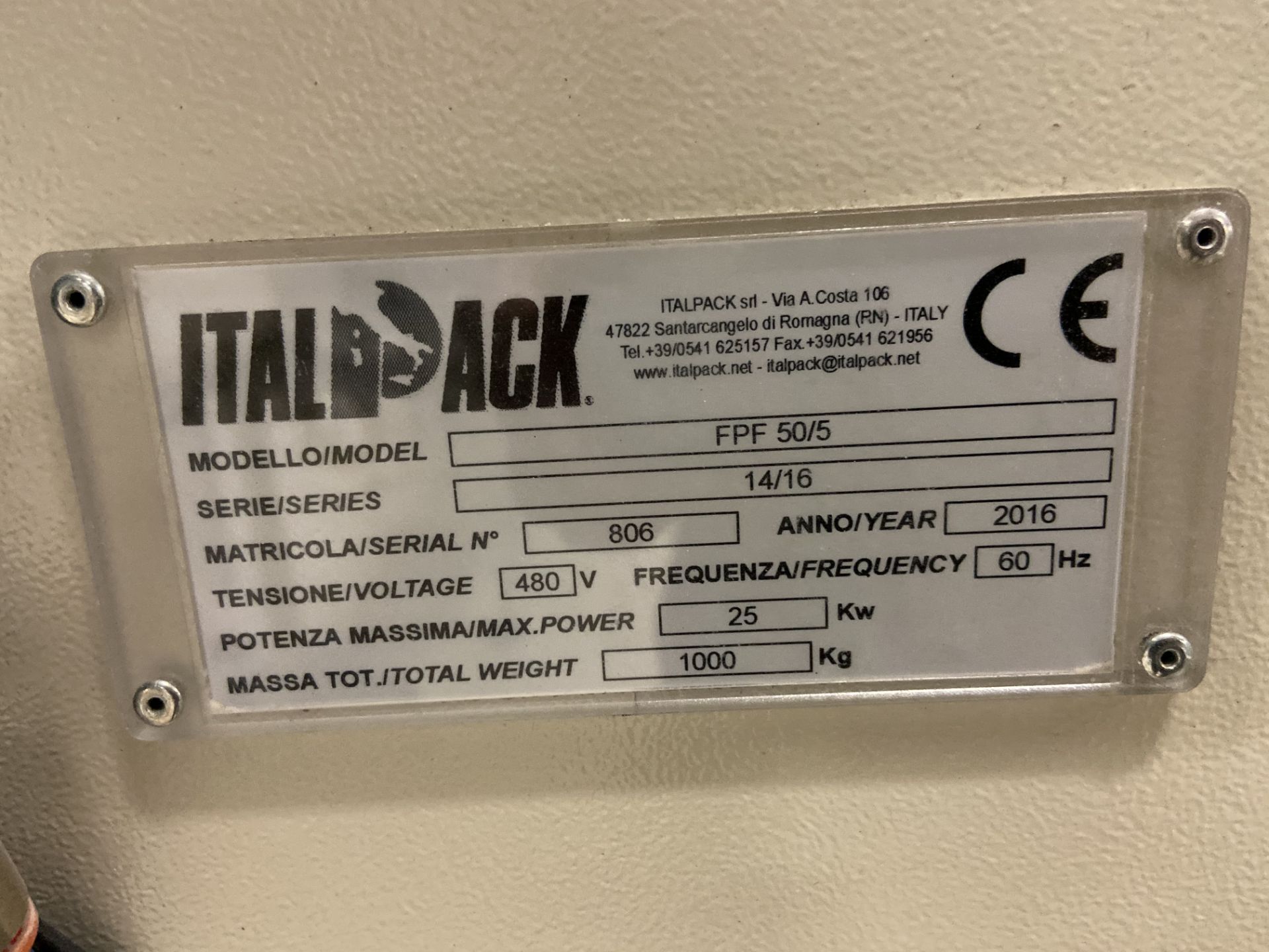 Italpack Shrink Wrapper, Model# FPF 50/5, Serial# 806, Year 2016 - Image 3 of 8