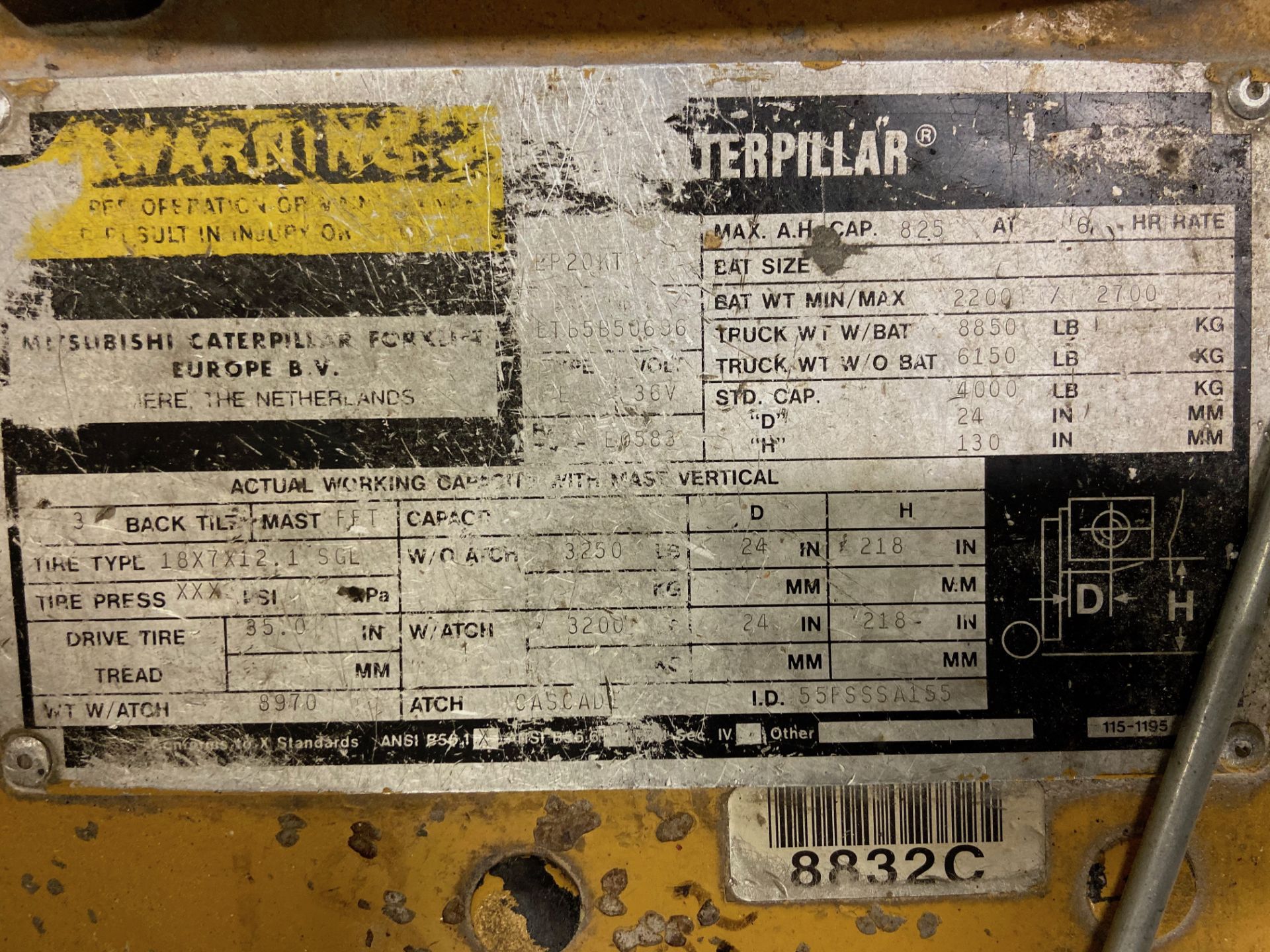 Caterpillar Forklift, Model# EP20KT, Serial# ET65B50696, 36 Volts - Image 3 of 4