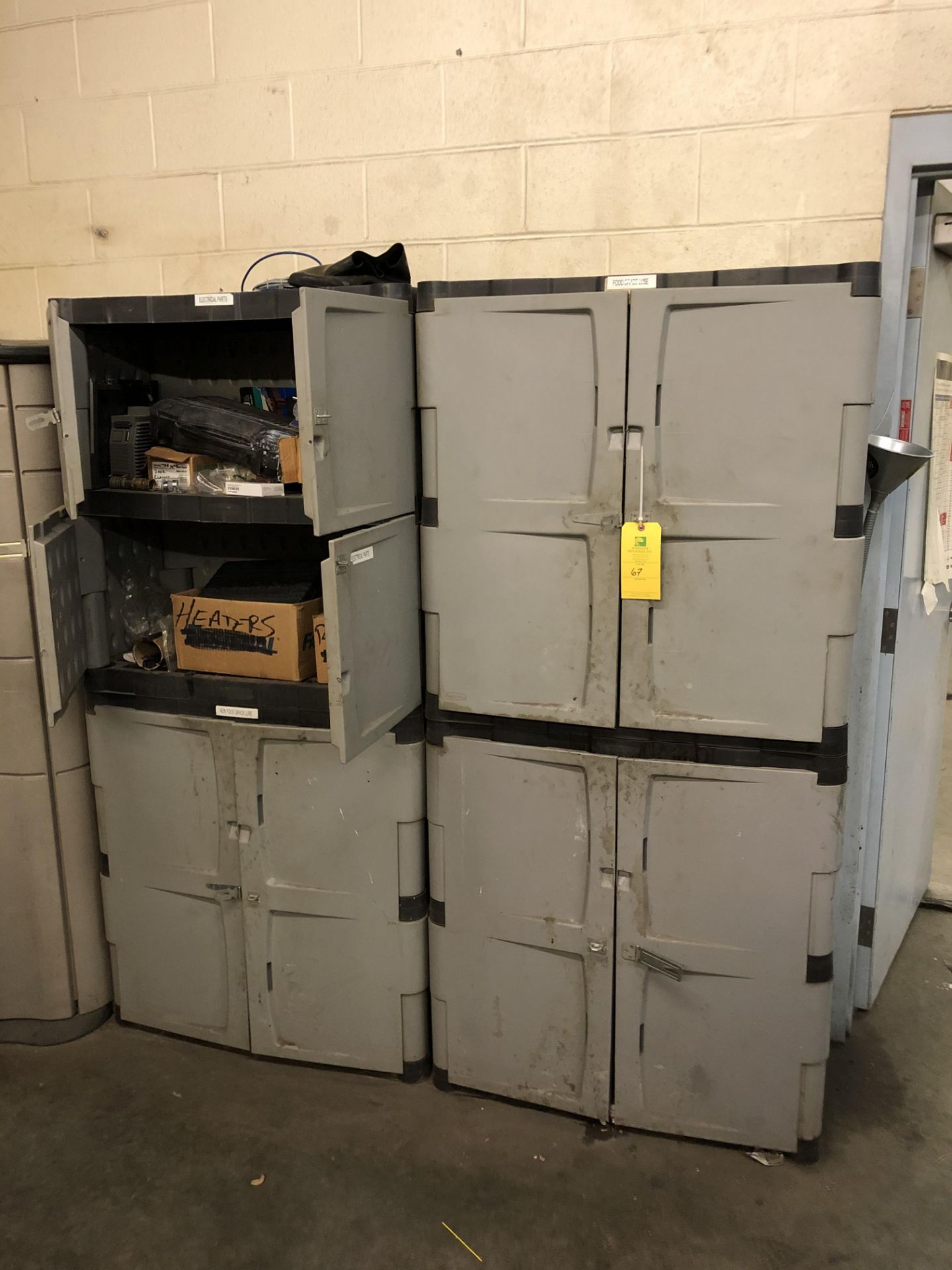 Plastic Storage Cabinet w/ Contents, Qty 4