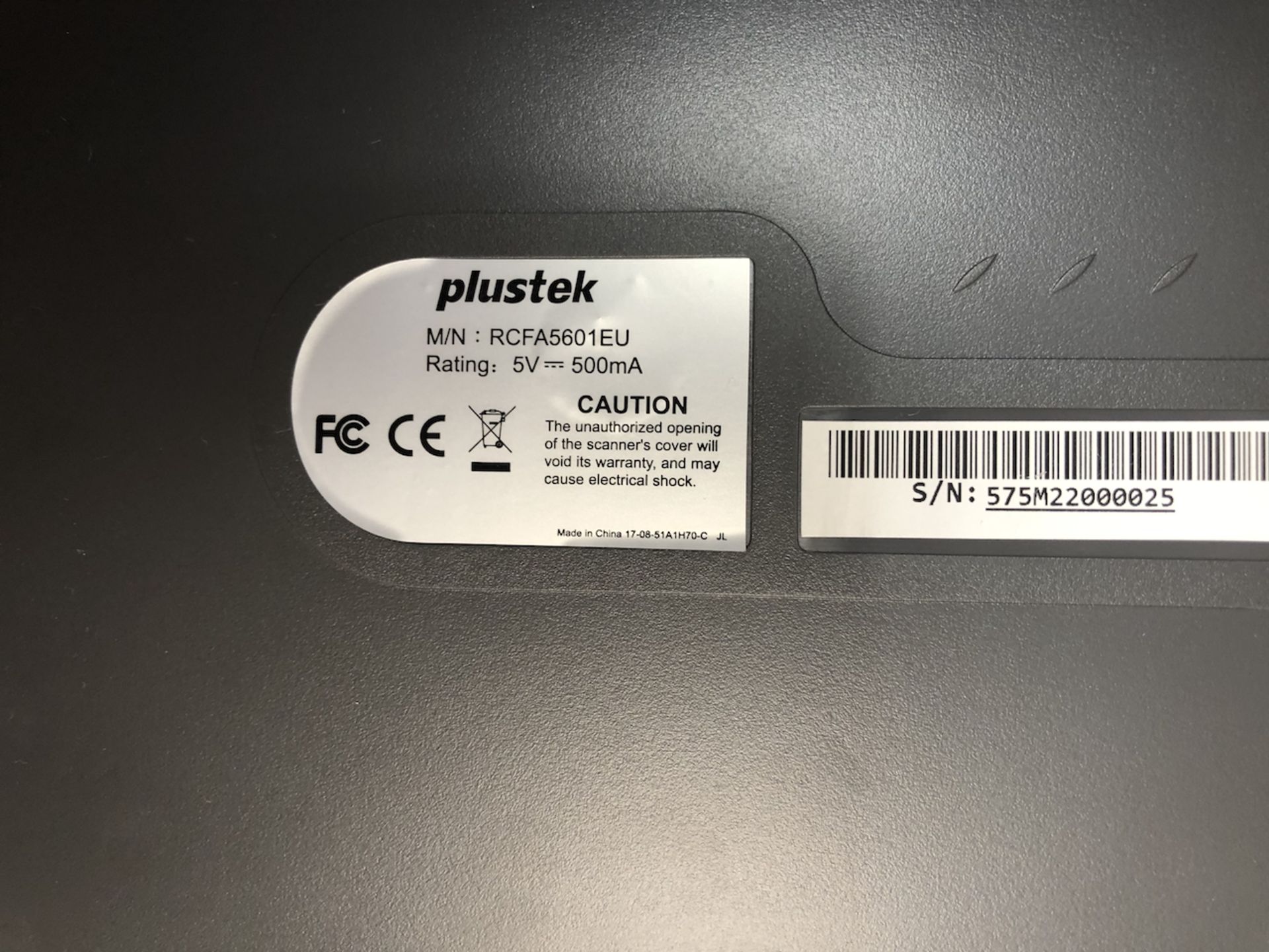 Plustek Scanner, Model# RCFA5601EU, Serial# 575M22000025 - Image 2 of 2