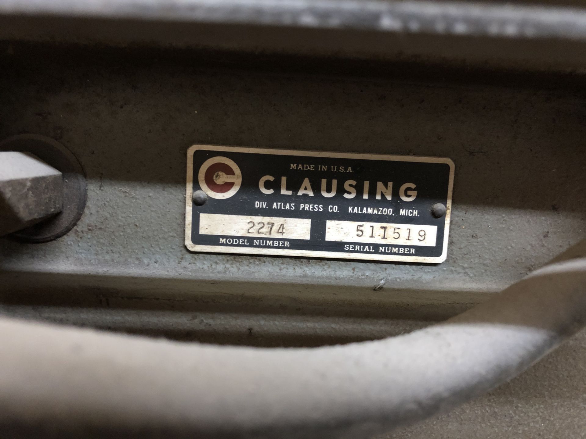 Clausing Drill Press, Model# 2274, Serial# 511519, 208-220/440V - Image 2 of 5