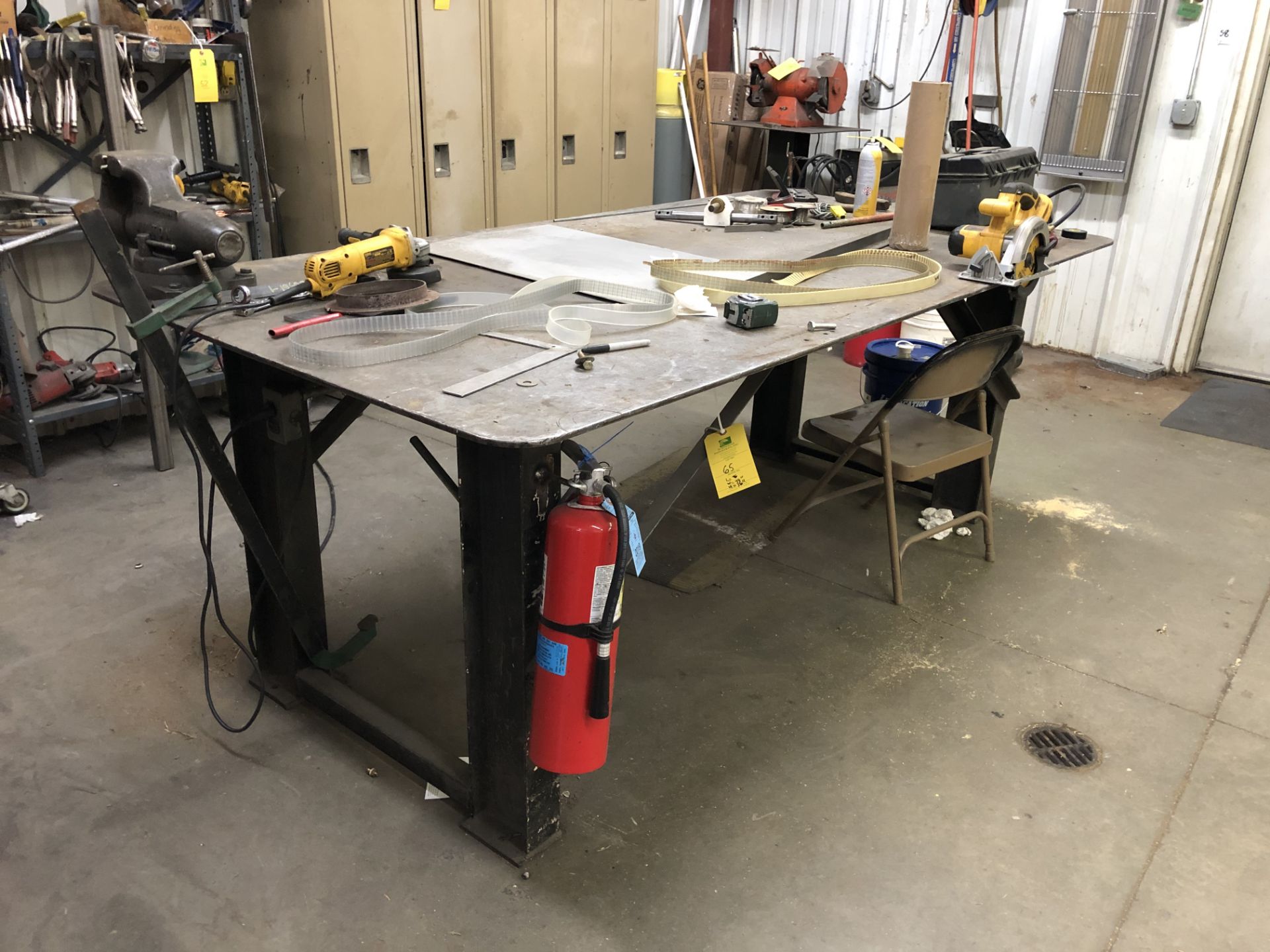 Metal Work Table w/ Contents, 96" Long x 48" Wide x 36" Tall