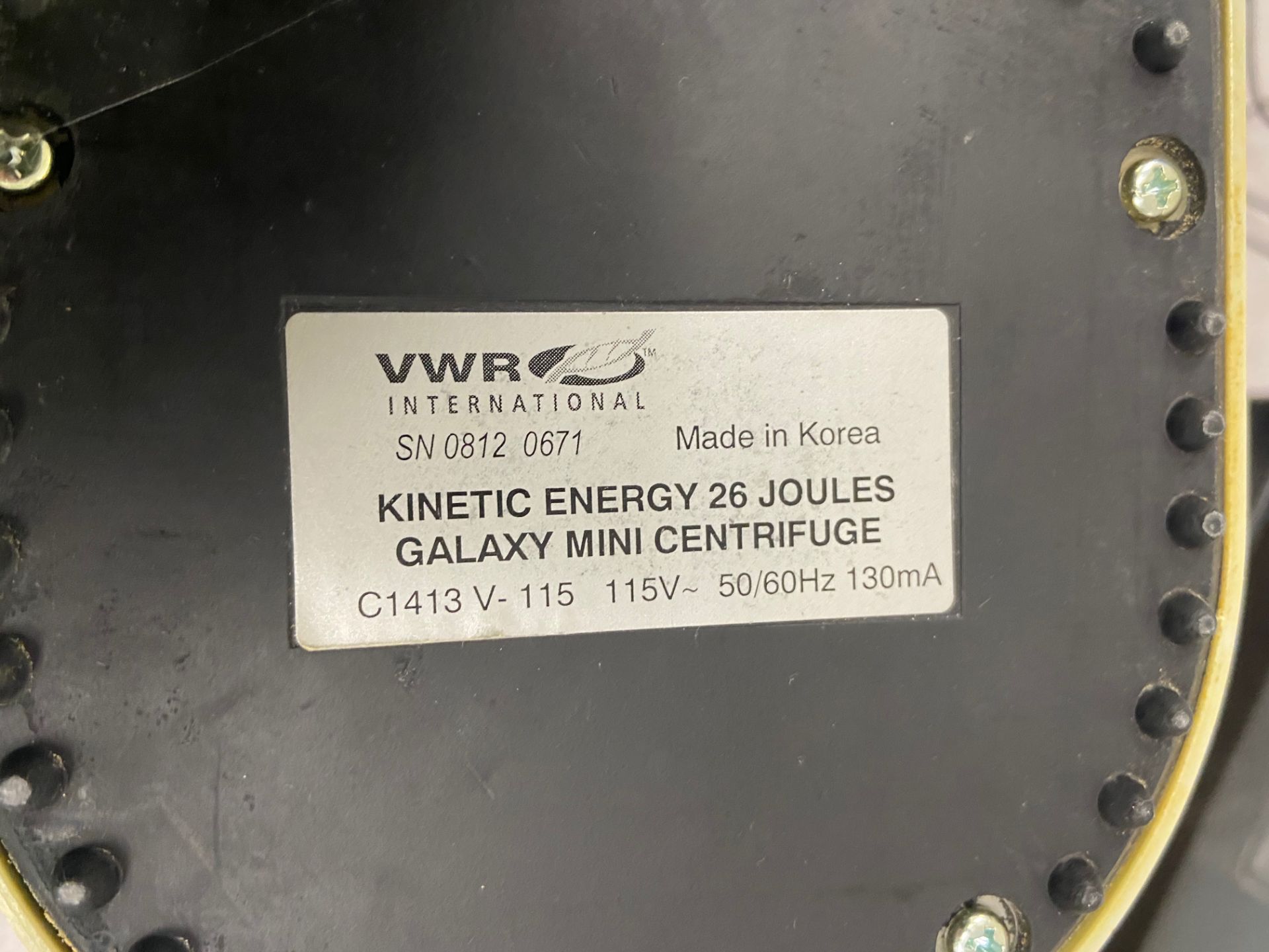 VWR International Galaxy Mini Centrifuge, Serial# 0812 0671 - Image 2 of 3