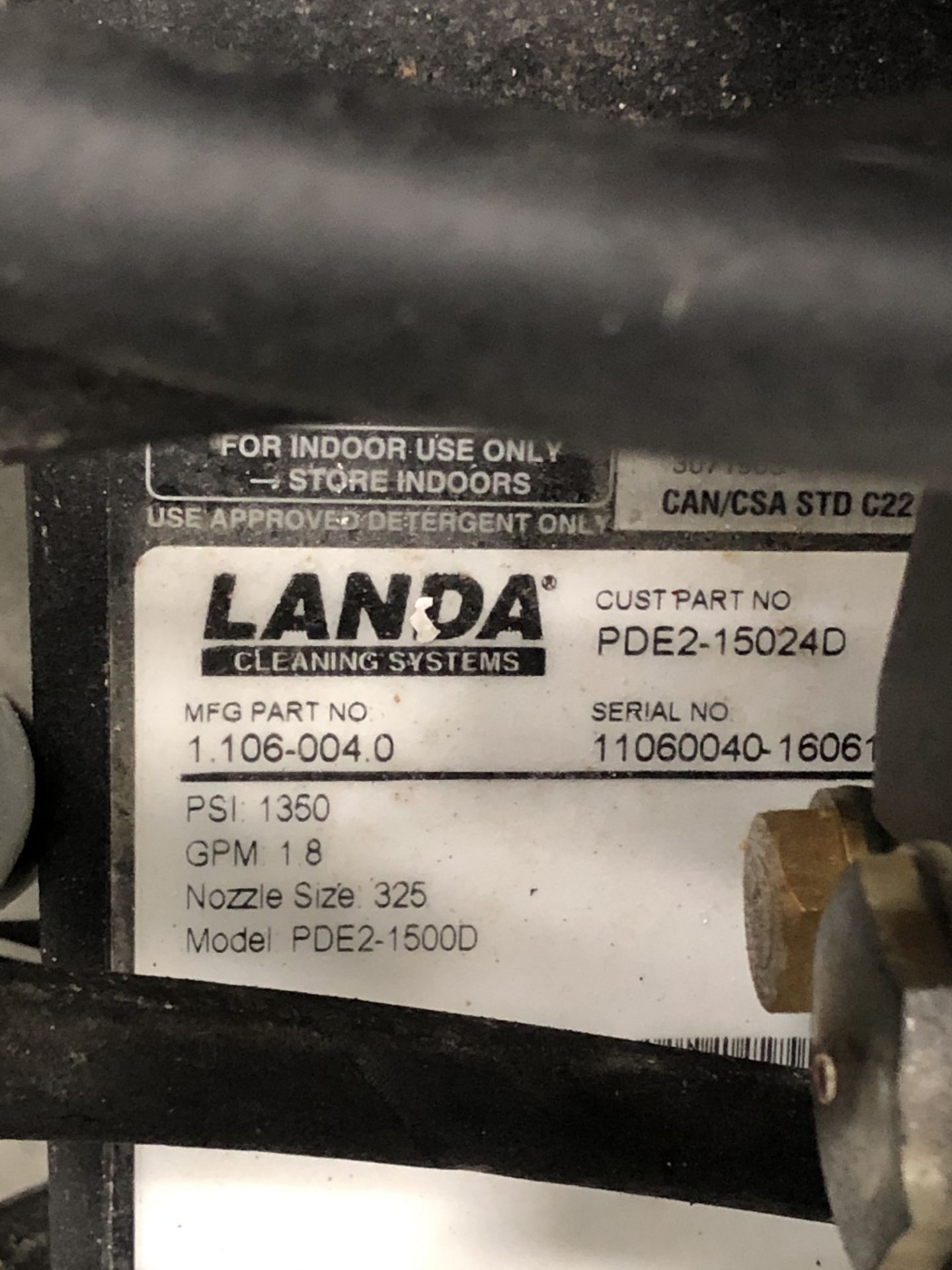 Landa Pressure Washer, Model# PDE2-15000D, 1350 PSI, 1.8 GPM, - Image 2 of 3