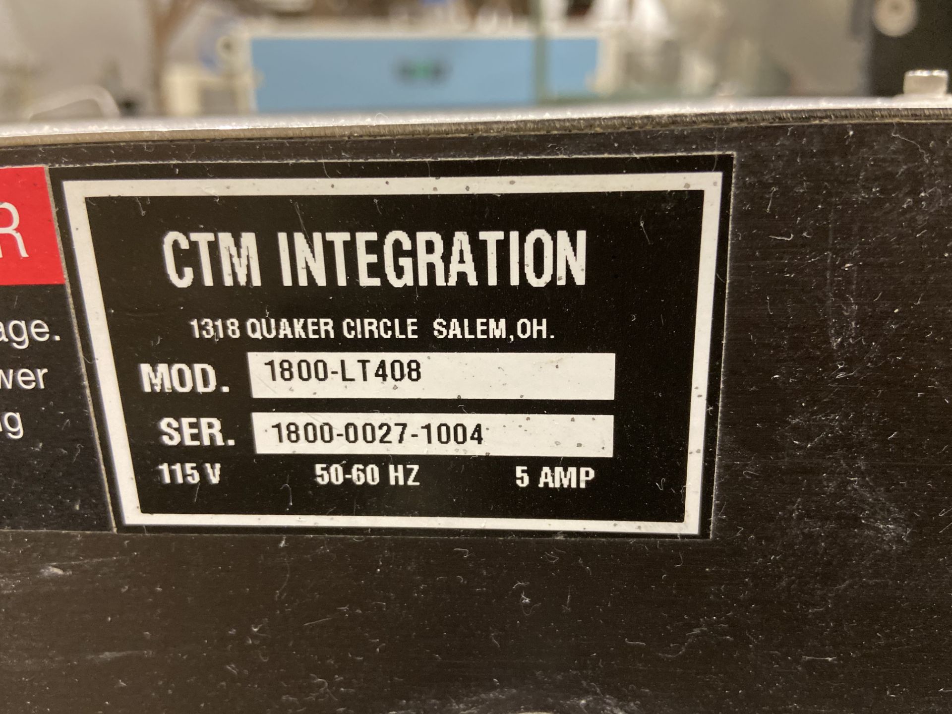 CTM Label Printer Applicator, Model# 1800-LT408, Serial# 1800-0027-1004 - Image 6 of 8