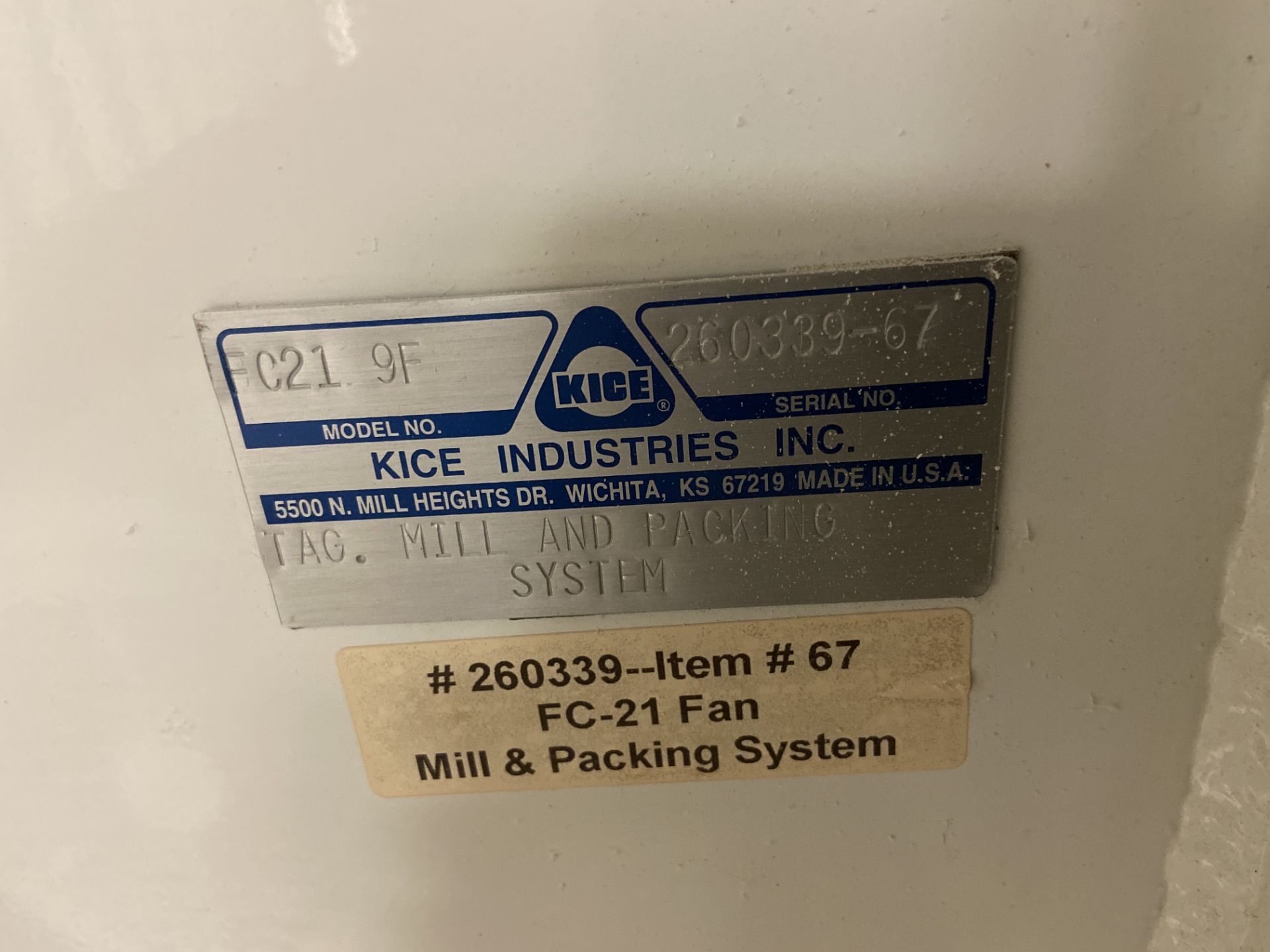 Kice Bag House Filter w/ Centrifugal Fan Unit: Bag House Model# R77-10, Serial# 260339-65; Kice - Image 12 of 14