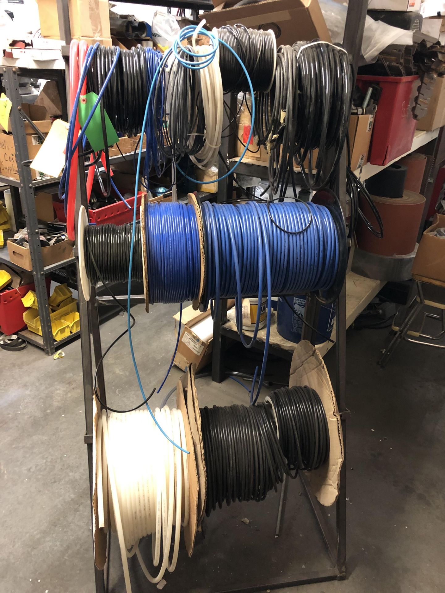 Miscellaneous Spools of Wire and Rack