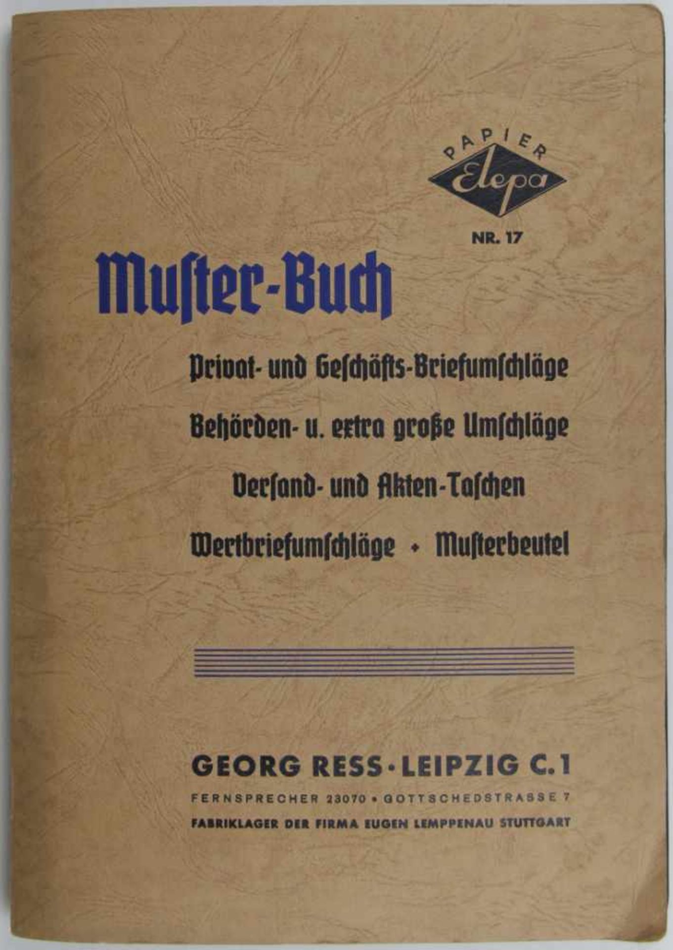 Papier. -Georg Ress, Leipzig:Konvolut von 3 Muster-Büchern mit Briefumschlägen und Briefpapieren der - Bild 3 aus 3