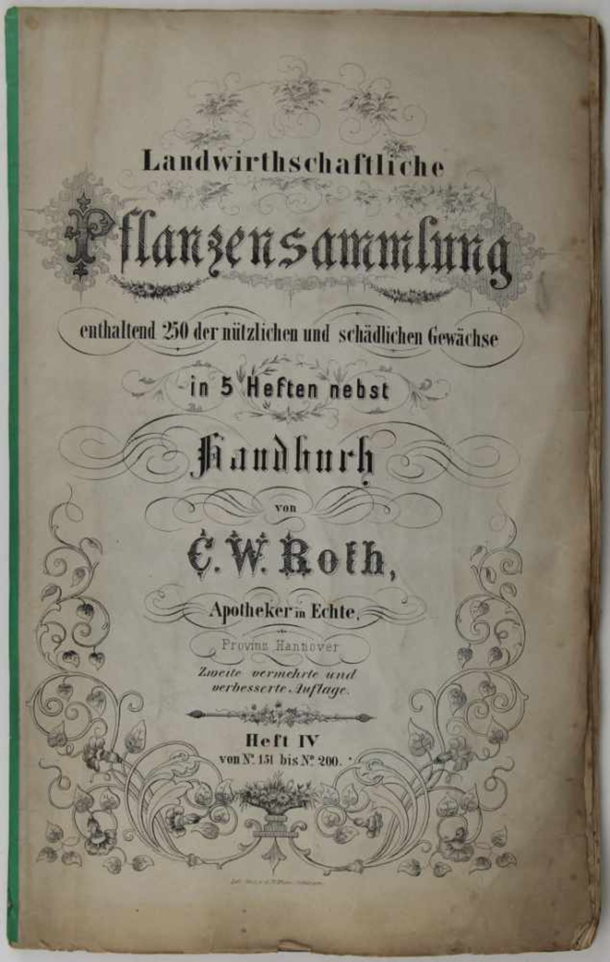 Botanik. - Herbarium. -Roth, Christian Wilhelm:Landwirthschaftliche Pflanzensammlung, enthaltend 400 - Bild 2 aus 7