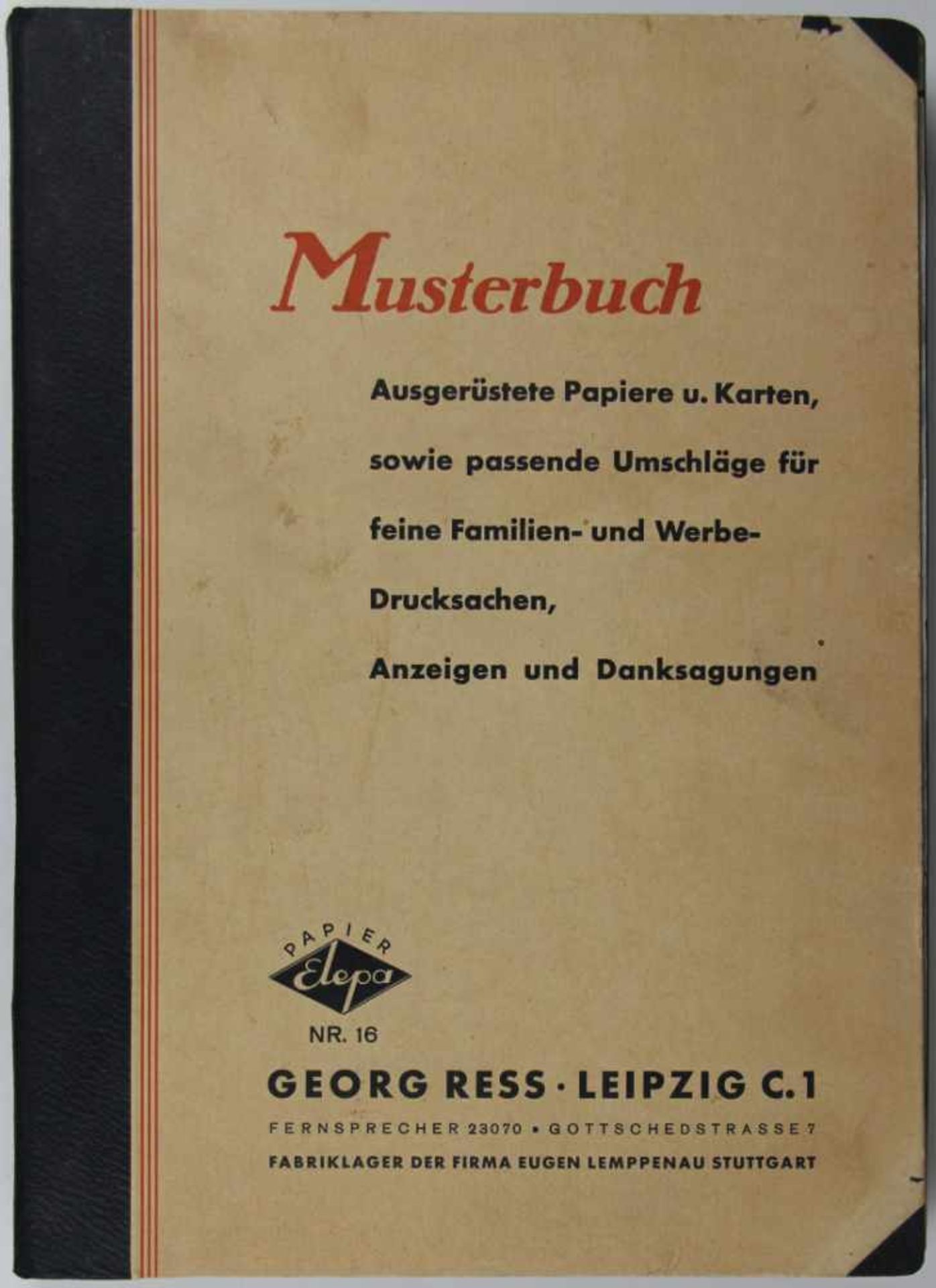 Papier. -Georg Ress, Leipzig:Konvolut von 3 Muster-Büchern mit Briefumschlägen und Briefpapieren der - Bild 2 aus 3