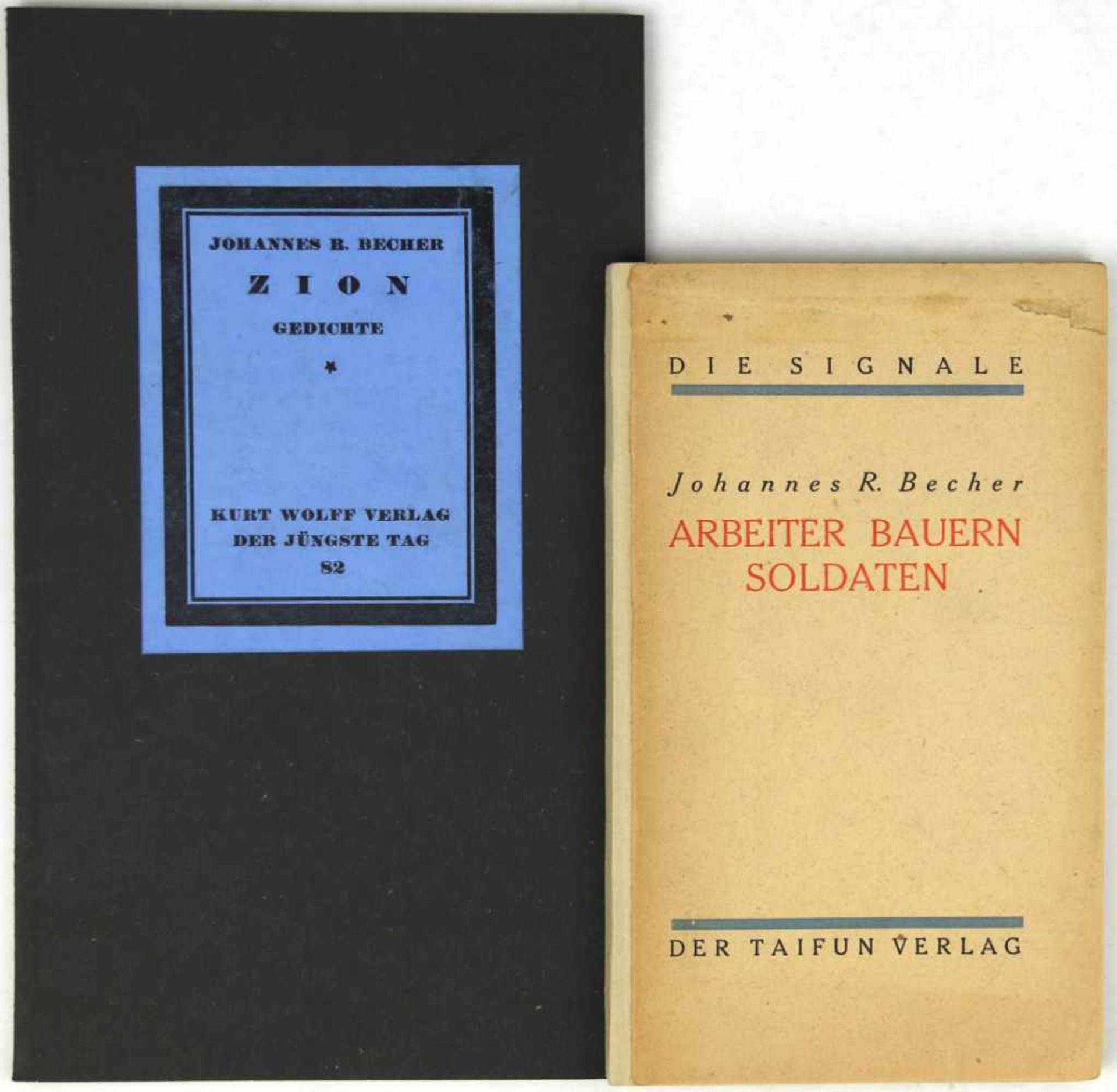 Becher, Johannes R.:Zion. Gedichte. München, Kurt Wolff (1920). 27 S., 2 nn. Bl. 22 x 13 cm.