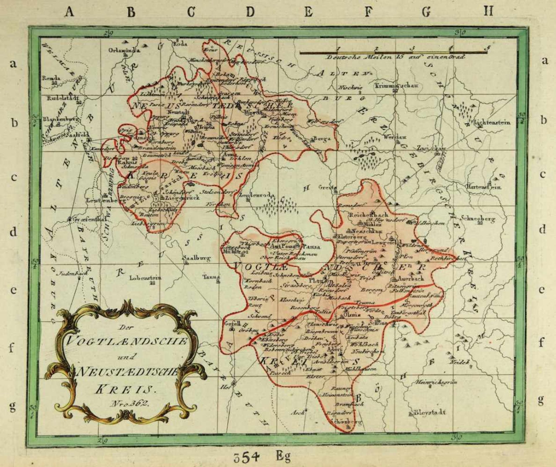 Sachsen. - Vogtland. -Der Vogtlaendsche und Neustaedtsche Kreis. Nro. 362. Altkolorierte