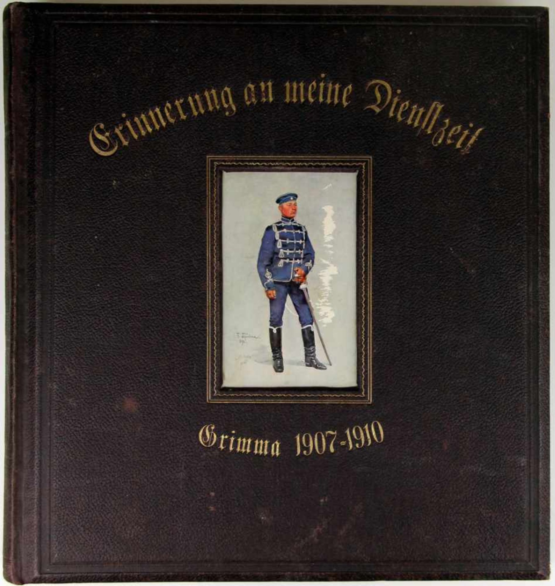 Militaria. -Erinnerung an meine Dienstzeit Grimma 1907-1910. Privates Album mit über 150