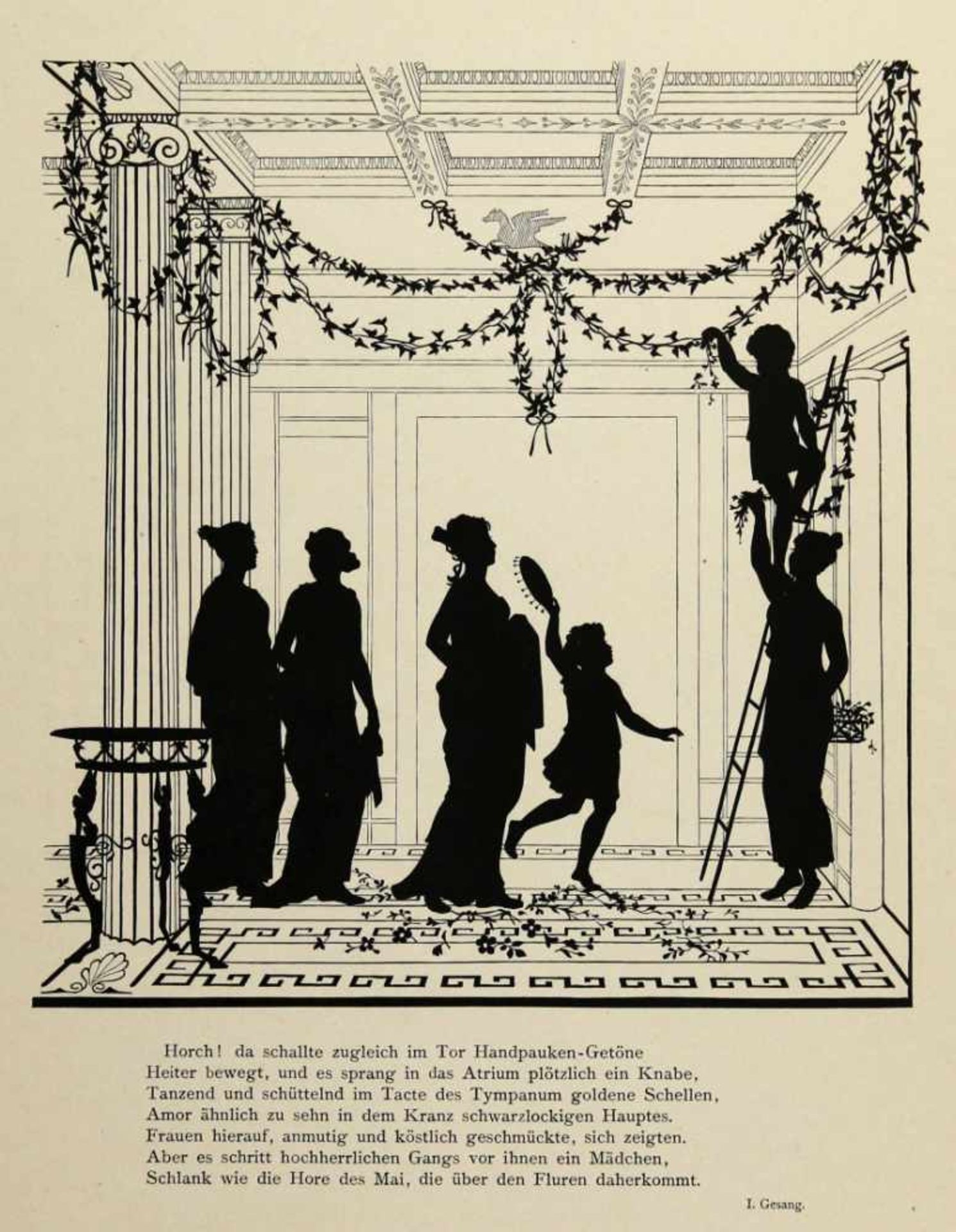 Rehsener, Marie:Silhouetten zu Gregorovius' Euphorion. Leipzig, F. A. Brockhaus 1882. Mit 12