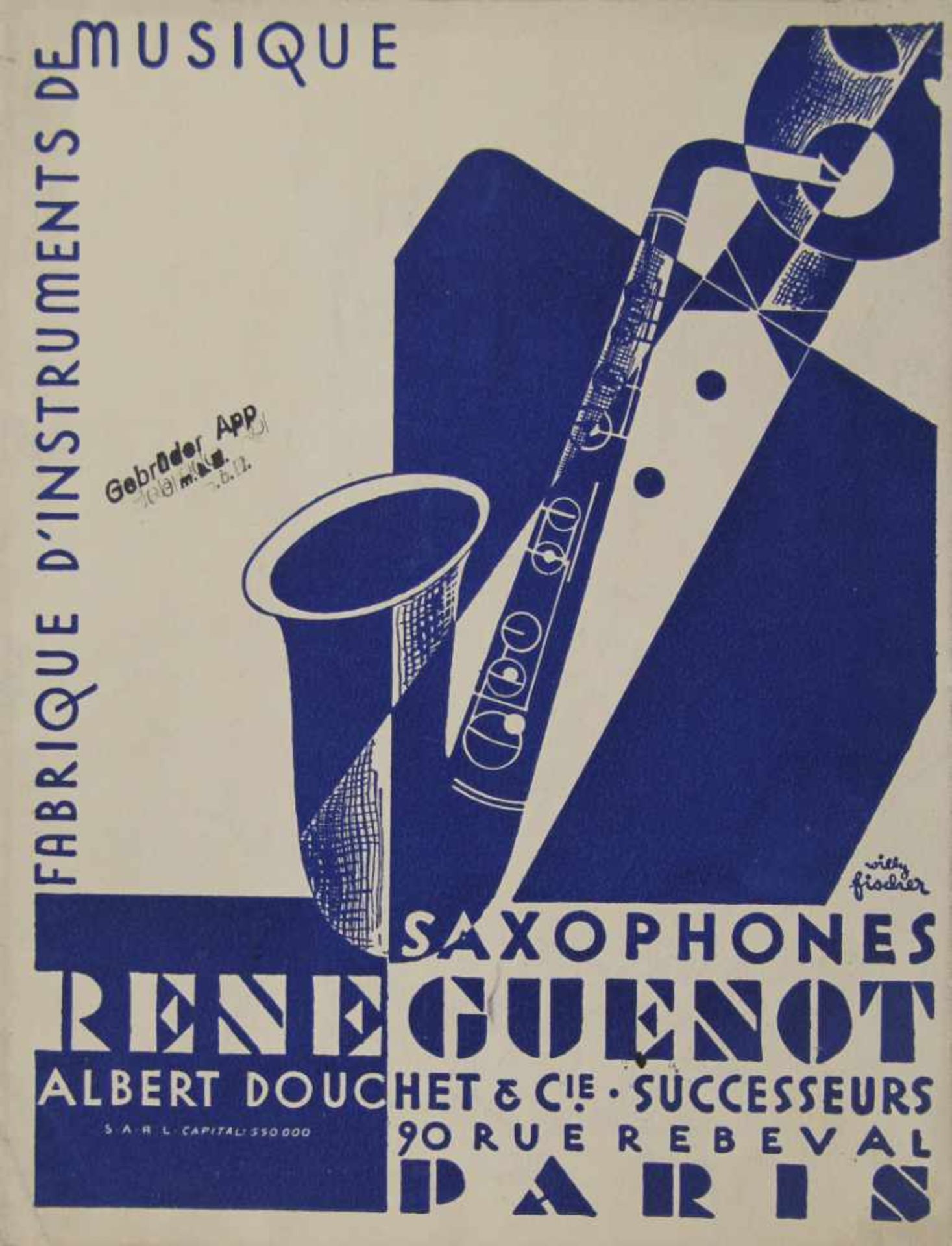 Musik. -Saxophones René Guénot, Albert Douchet & Cie Successeurs, Paris. Musik-Instrumenten-