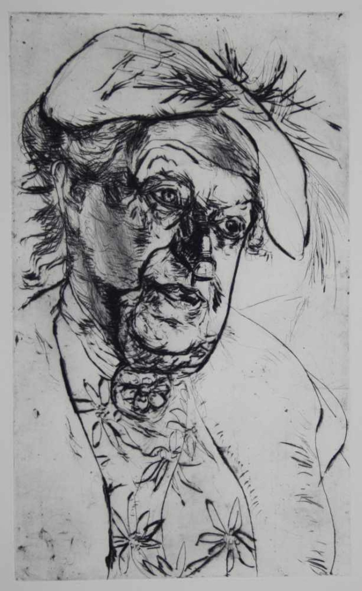 Hassebrauk, Ernst. (1905-1974):Sophie Rade. Porträt. Kaltnadelradierung. Rückseitig von Charlotte