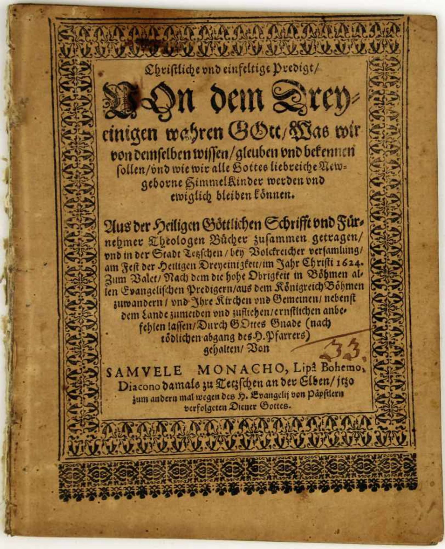 Flugschriften Dreißigjähriger Krieg. - Tetschen. -Monachus, Samuel:Christliche und einfeltige