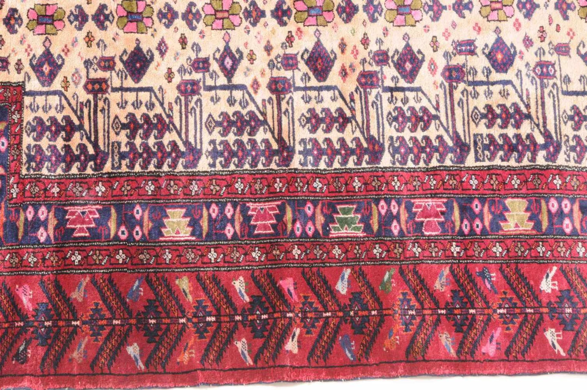Beluch-SeideO-Persien, um 1960. Die hellgelbe Gebetsnische (Mihrab) ist mit Blüten und Blattranken - Bild 8 aus 10