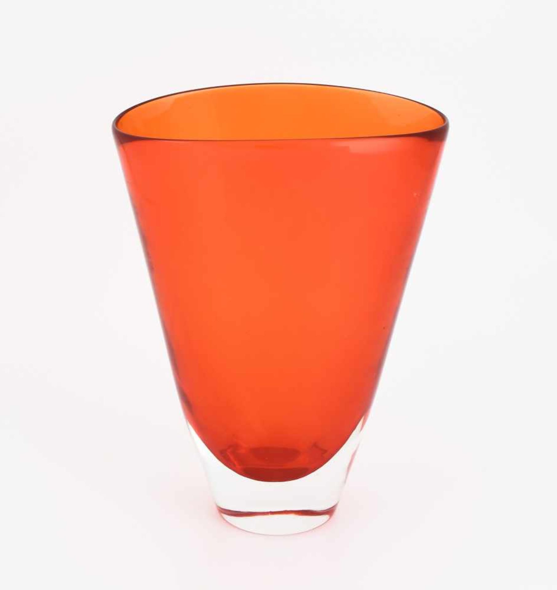 Seguso Vetri d'ArteMurano, um 1950–1960. Vase "Sommerso". Farbloses Glas orangerot unterfangen. H 30