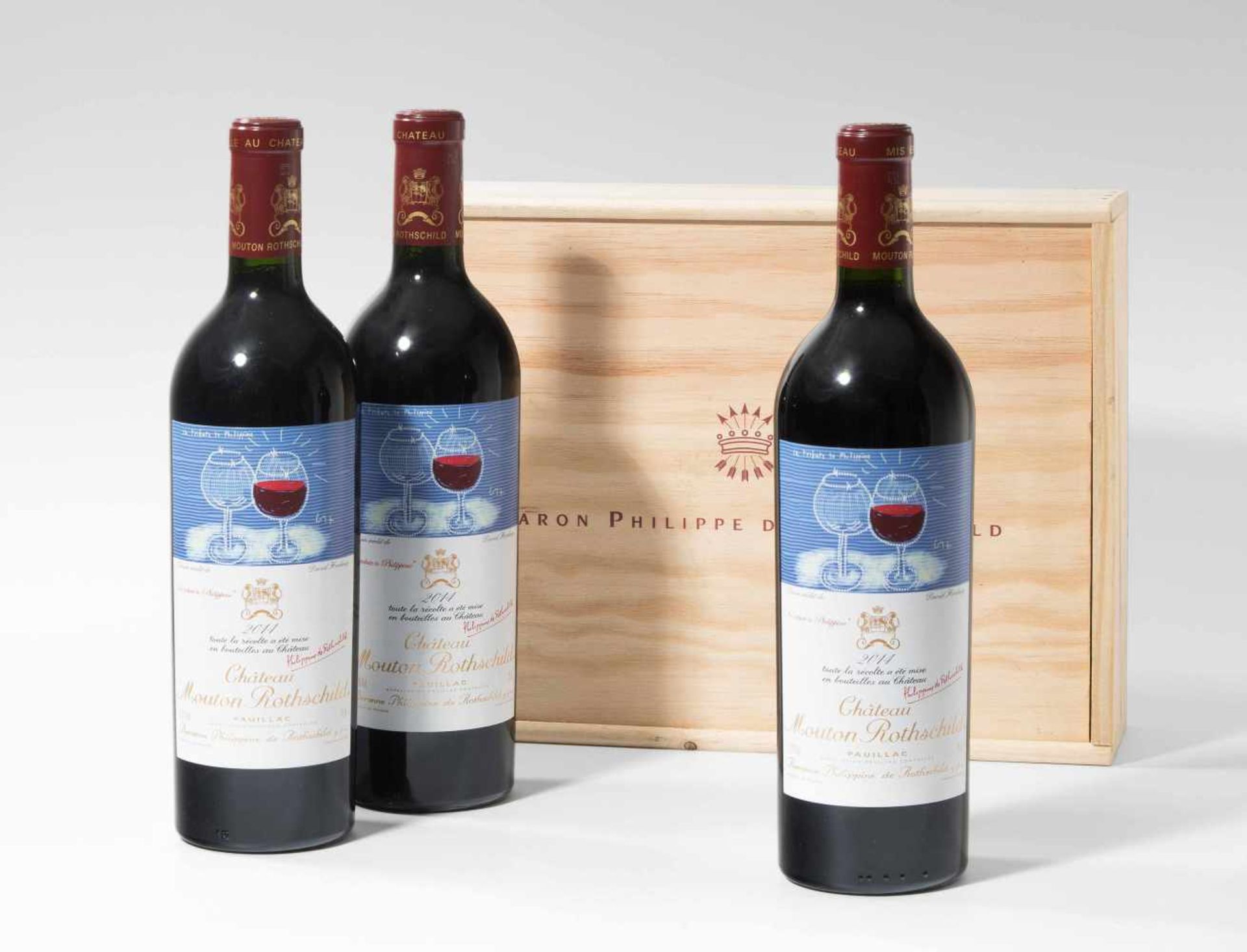 Chateau Mouton Rothschild2014. 1er Grand Cru. Pauillac. Holkiste. 3 Flaschen.