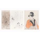 Lot 2 Holzschnitte und 1 SkizzeJapan. Torii Kiyotsune (tätig um 1760–70). Benizuri-e.