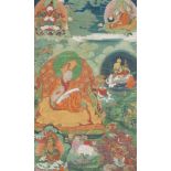 Thangka des ersten Panchen LamaTibet, 19.Jh. Tempera und Gold auf Leinwand. Thangka des Lobsang