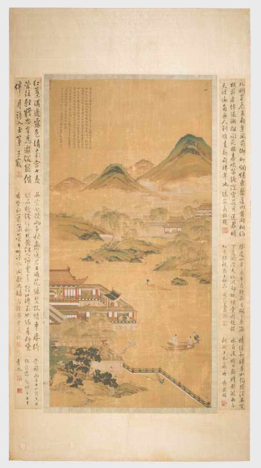 Malerei im Stil von Zhao Boju (c.1120–c.1185)China, Qing-Dynastie. Tusche und Farben auf Seide.