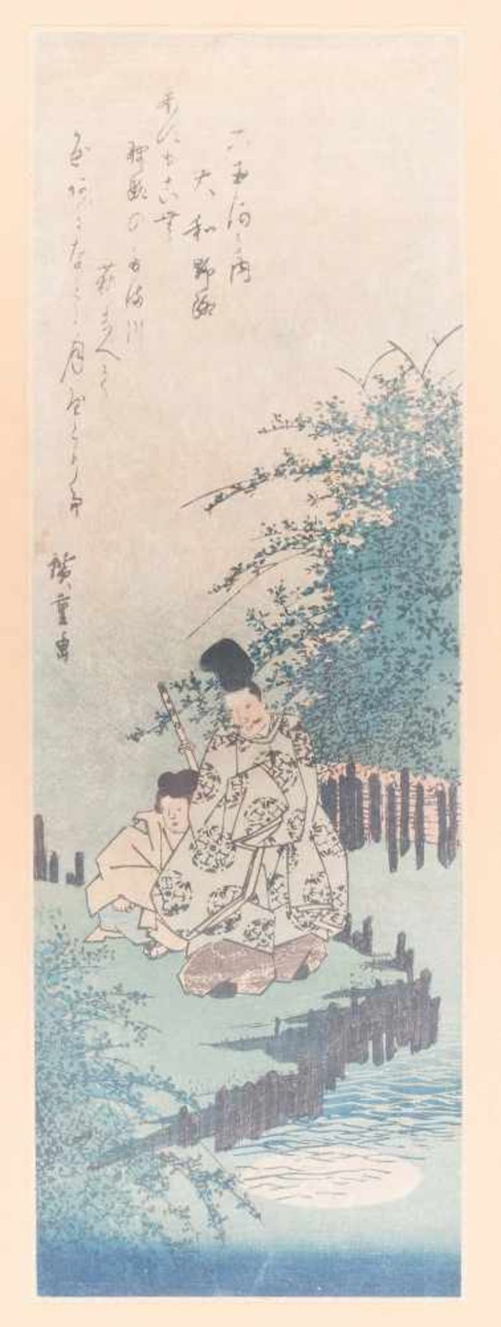 Lot 2 Tanzaku-Blätter von Hiroshige (1797–1858)Japan. Farbholzschnitte. Tanke mit Darstellung - Bild 2 aus 3
