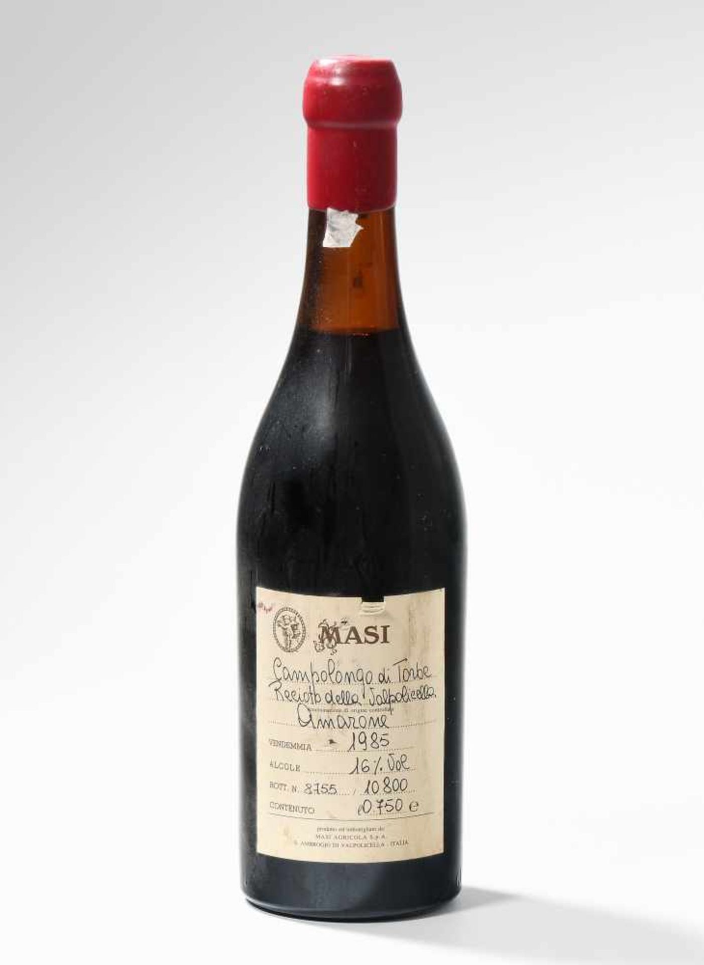 Amarone1985. Masi Campolongo di Torbe. Num. Flasche und handgeschriebene Etikette. Recioto della