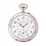 Longines Schützenuhr Bern 1910Runde, mechanische Taschenuhr 1910 mit Handaufzug in Silbergehäuse.