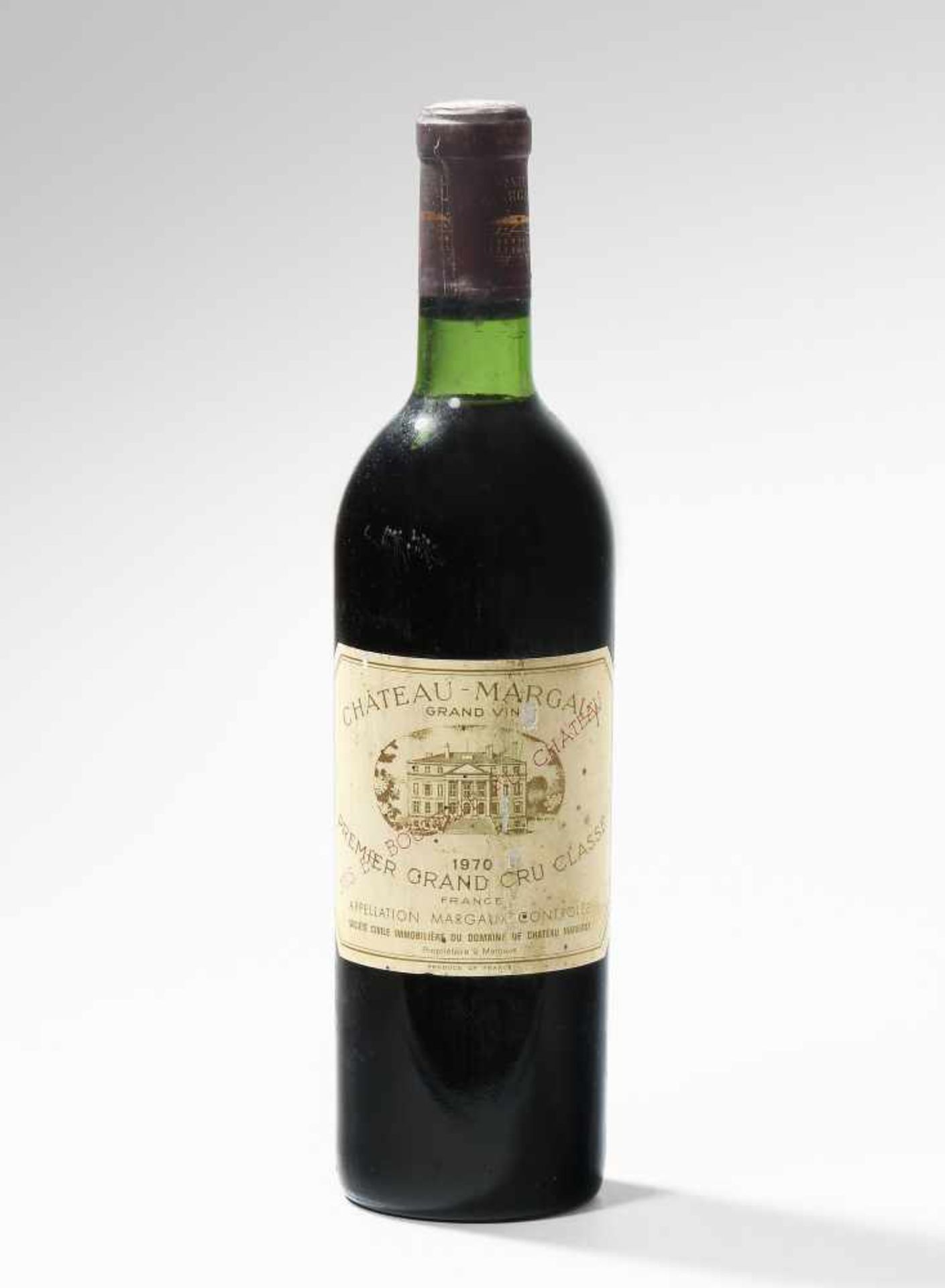 Chateau Margaux1970. 1er Grand Cru. Margaux. 1 Flasche. (Niveau untere Teil des Halses.)