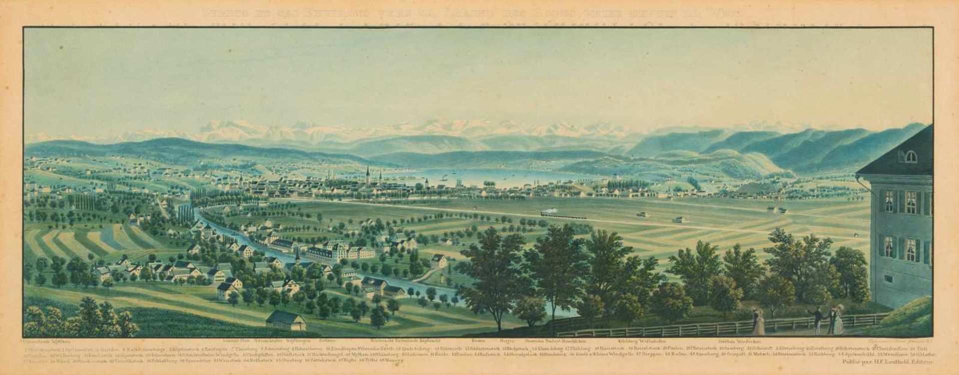 Schmid, Franz(1796 Schwyz 1851)"Zurich et ses Environs vers la Chaine des Alpes, prise depuis la - Bild 2 aus 2