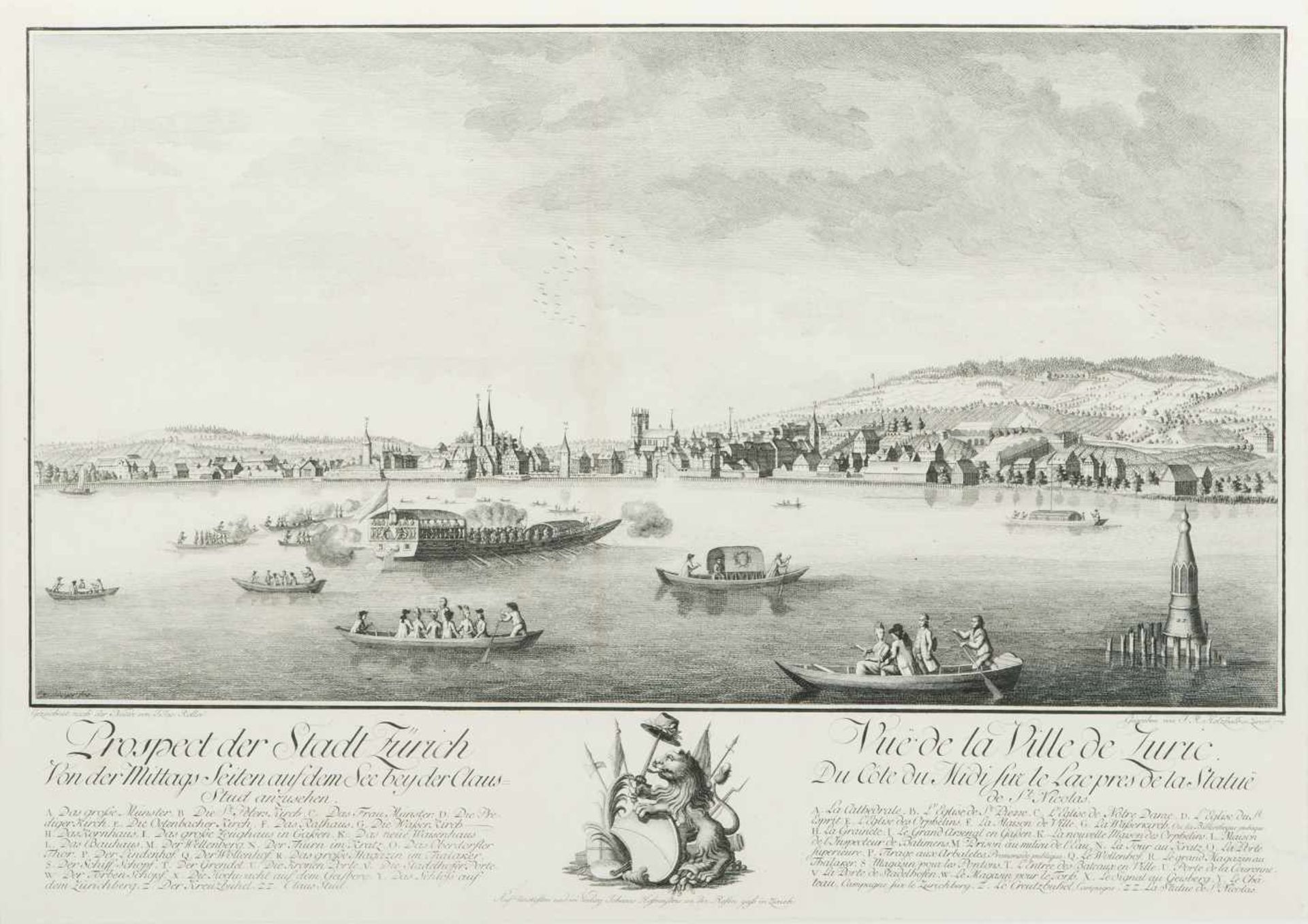 Koller, Johann Jakob(Zürich 1746–1805 Amsterdam)"Prospect der Stadt Zürich. Von der Mittags Seiten